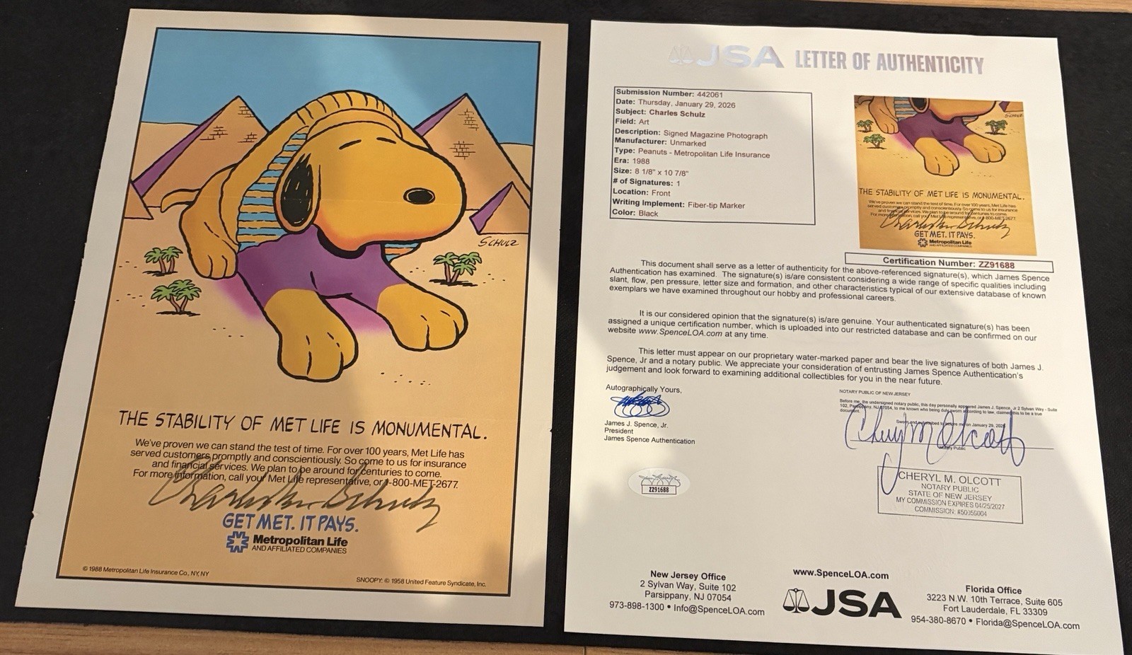 Charles Schulz Signed 1988 MetLife \ Charles Schulz Signed 1988 MetLife \