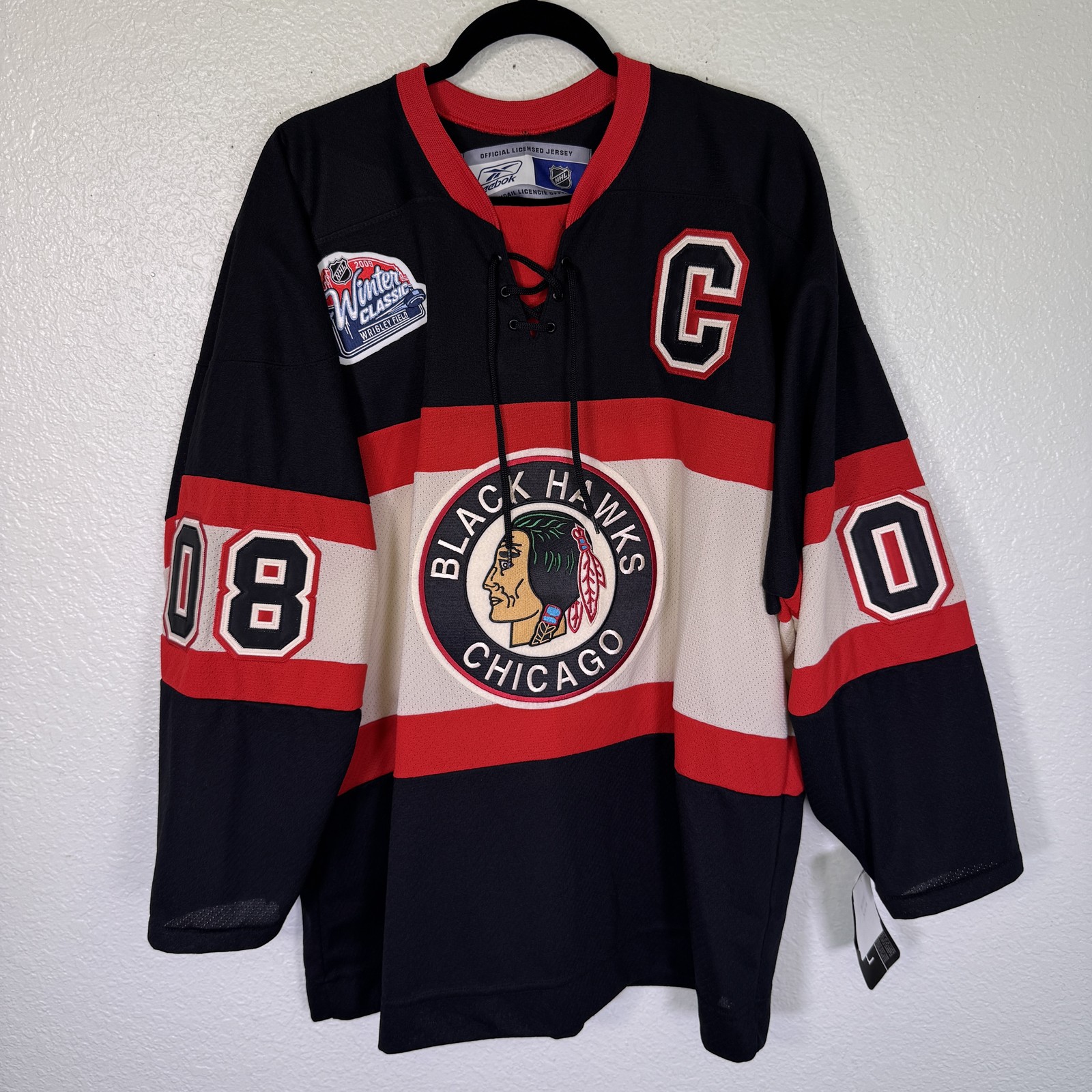Chicago Blackhawks Jersey Mens Large Webb 8 NHL Reebok Winter Classic 2009 Vtg