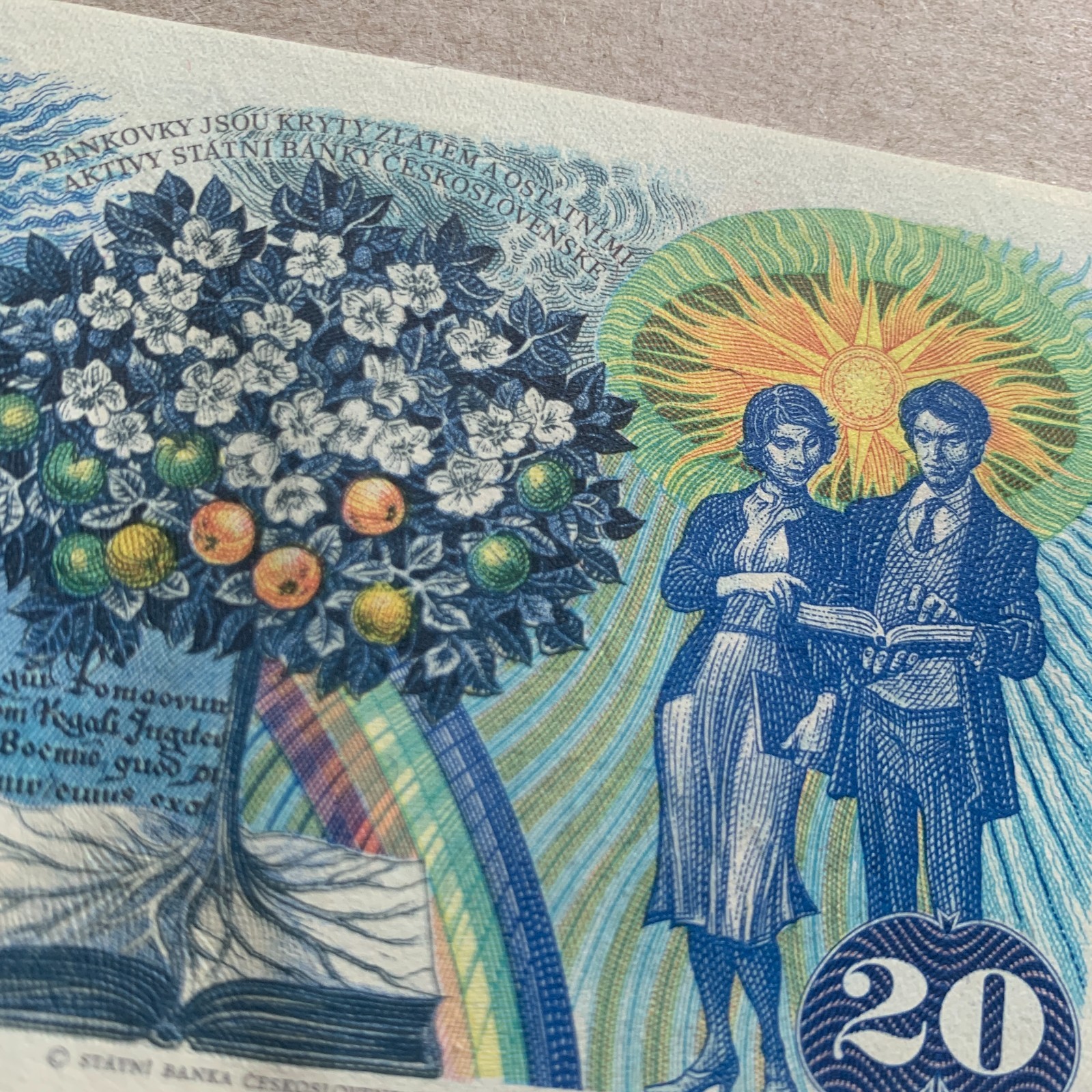 Czechoslovakia 20 Korun Banknote Money 1988 Rainbow Prague Students Currency