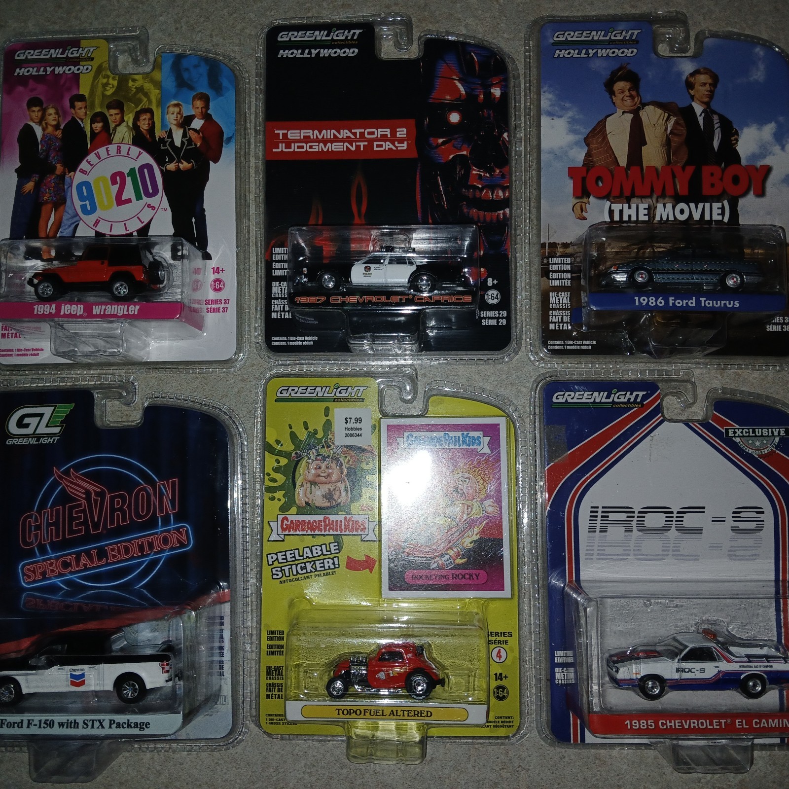 GreenLight 1:64 Diecast Lot of 6 Hollywood/Chevron/Garbage Pail Kids Etc.