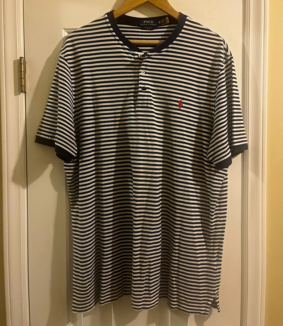 Polo Ralph Lauren Men’s Featherweight Mesh Henley Navy White Shirt Size XL Polo Ralph Lauren Men’s Featherweight Mesh Henley Navy White Shirt Size XL