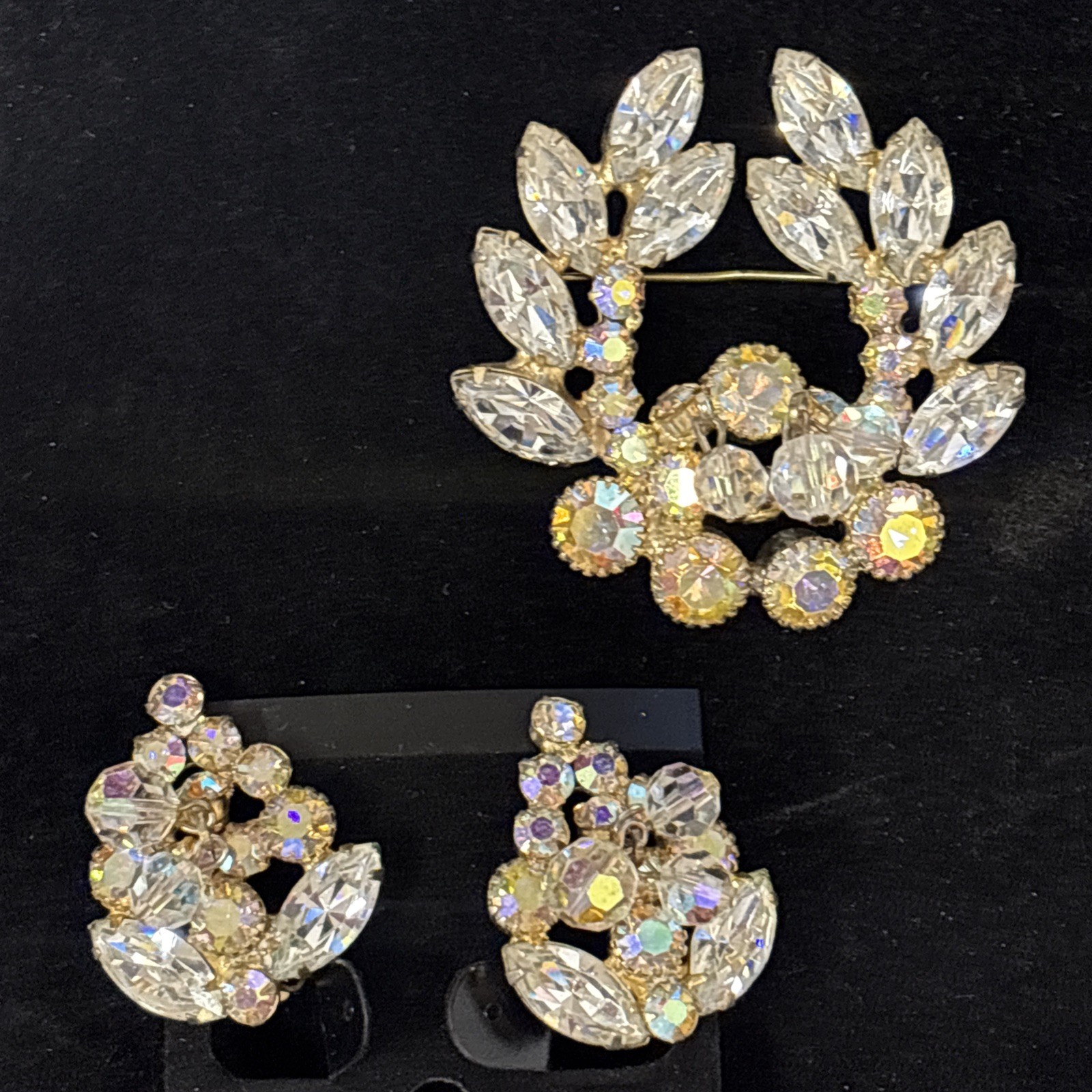 DeLizza & Elster Juliana Jewelry Set Brooch Earrings Verified 1950s Horseshoe