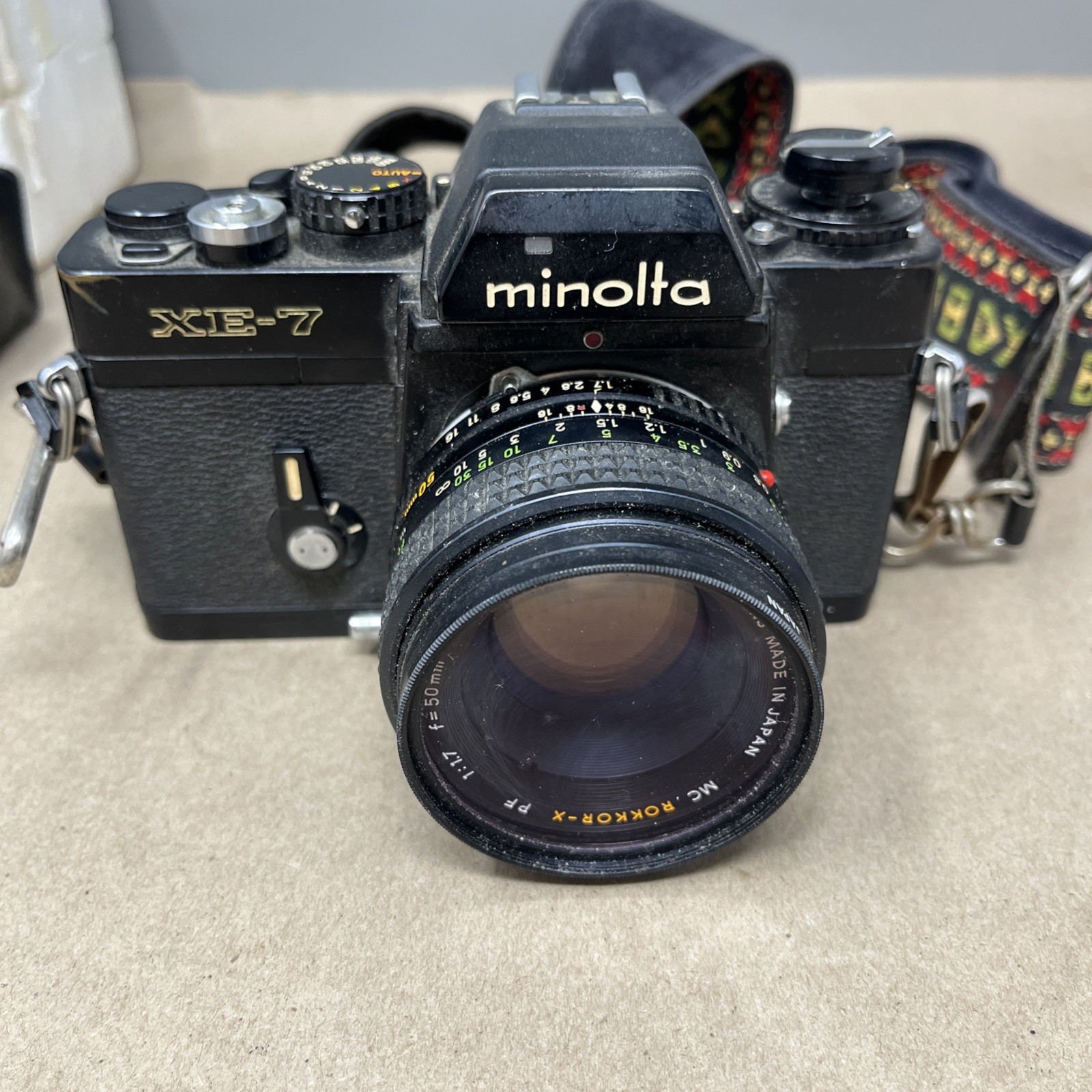 Minolta XE-7 35mm SLR Film Camera Body and 50mm lens