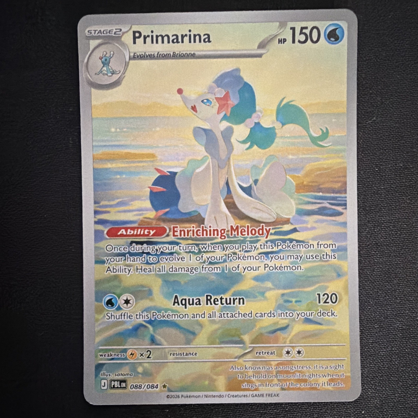 Pokémon Primarina 088/084 Pitch Black Illustration Rare Holo EN