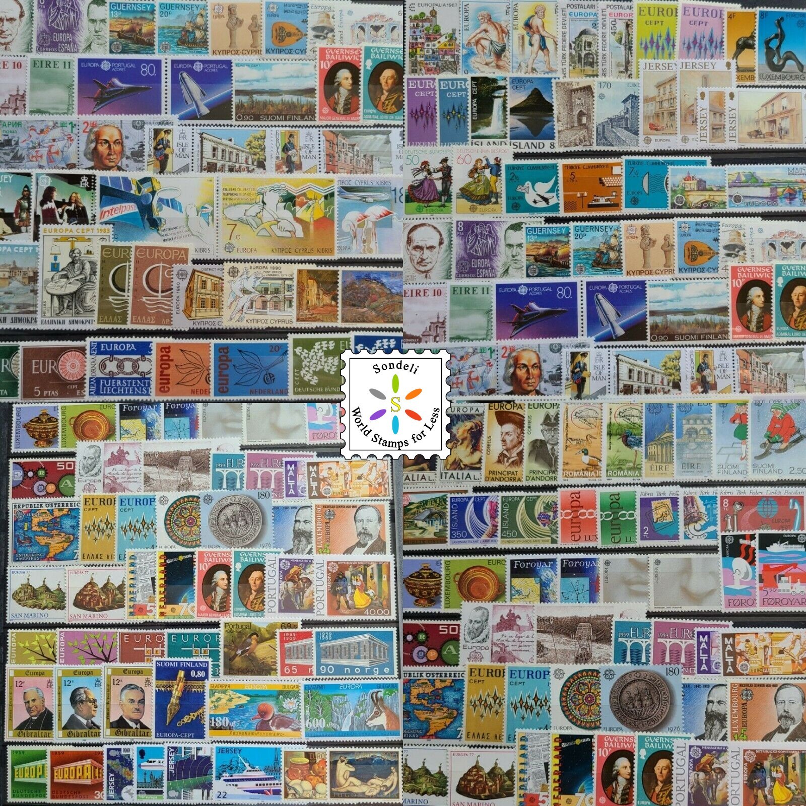 EUROPA CEPT Stamp Collection Lot - 500 Different MNH Mint Stamps in Full Sets EUROPA CEPT Stamp Collection Lot - 500 Different MNH Mint Stamps in Full Sets