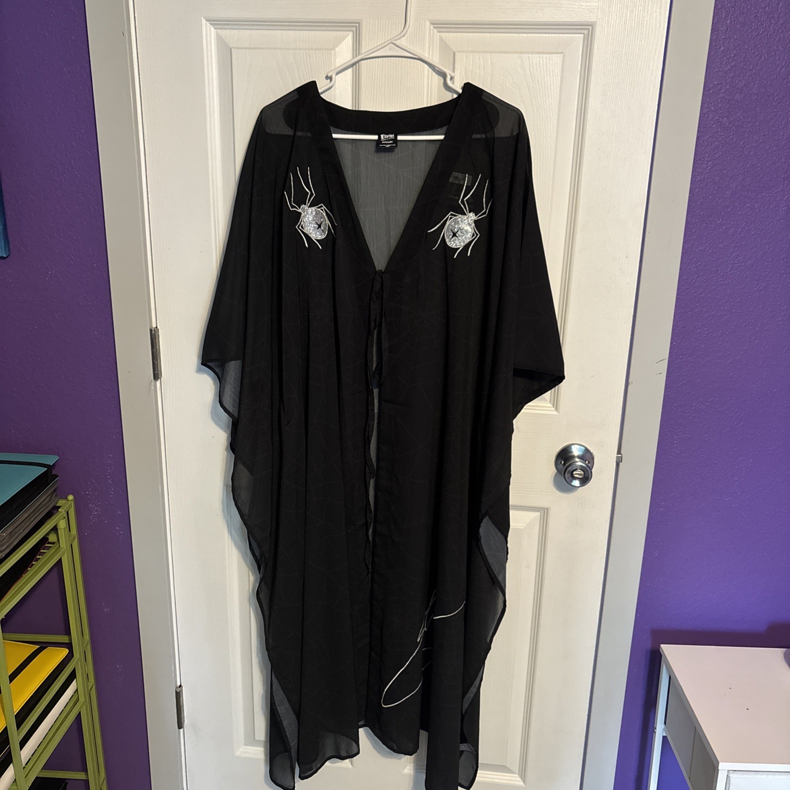 Cakeworthy ELVIRA Black Sheer Spider Caftan One Size NEW NWT