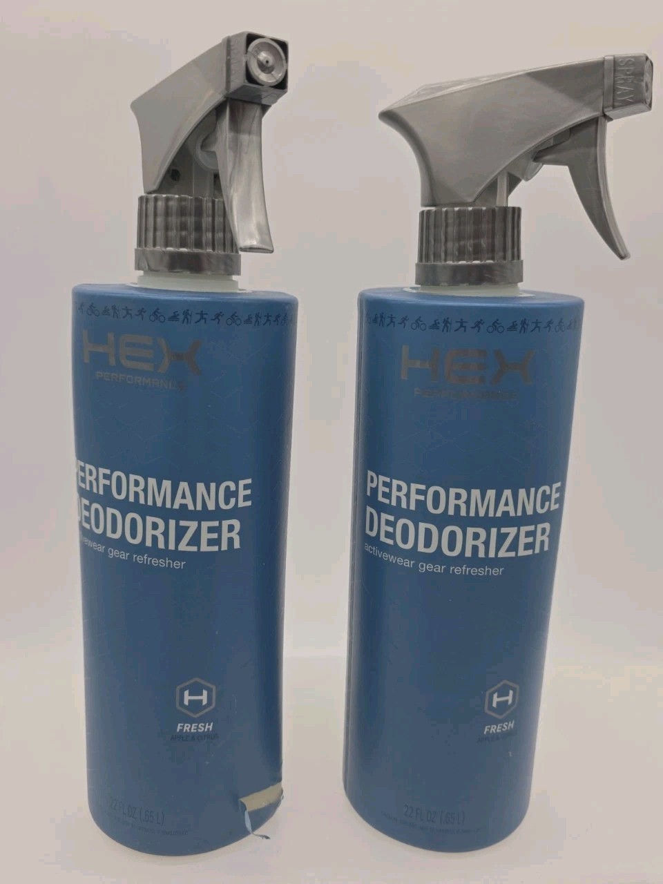 HEX Performance Deodorizing Spray Fresh 44oz 2-Pack Multi Use Dented Bottle New
