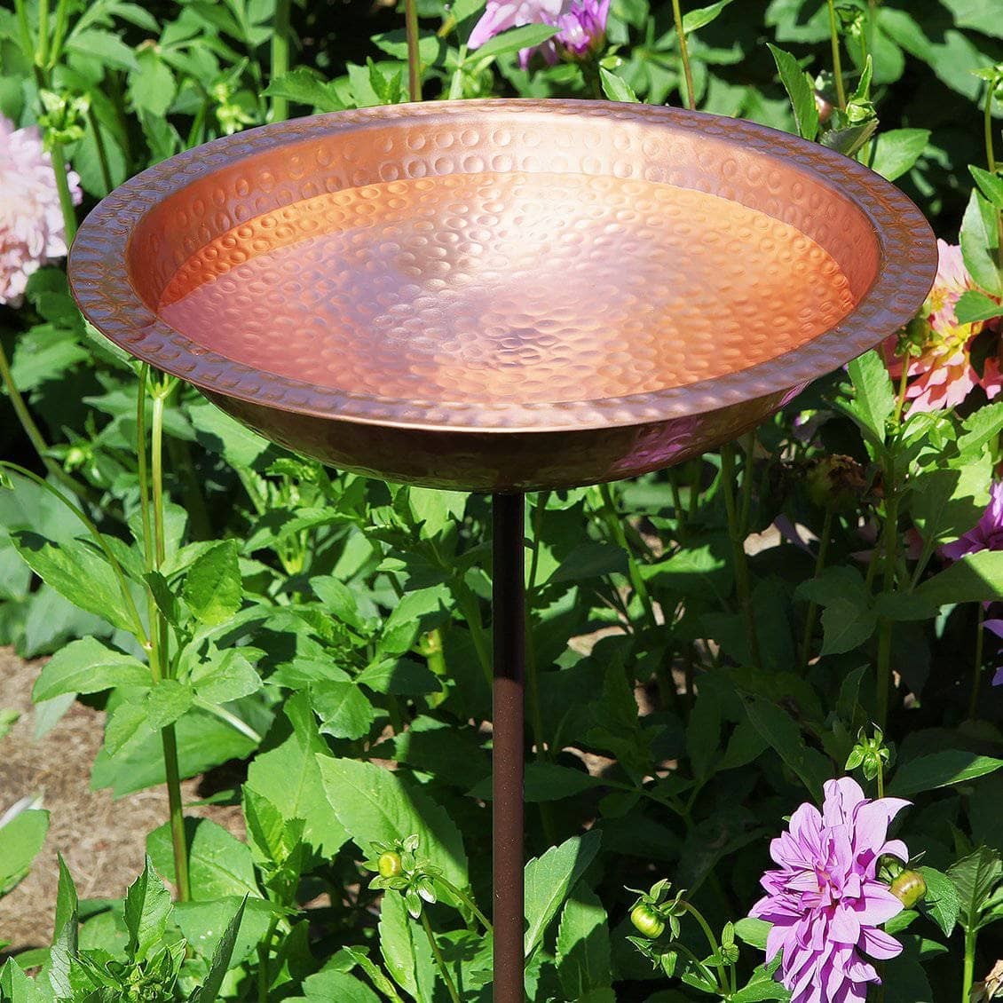 Hammered Solid Copper Bird Bath