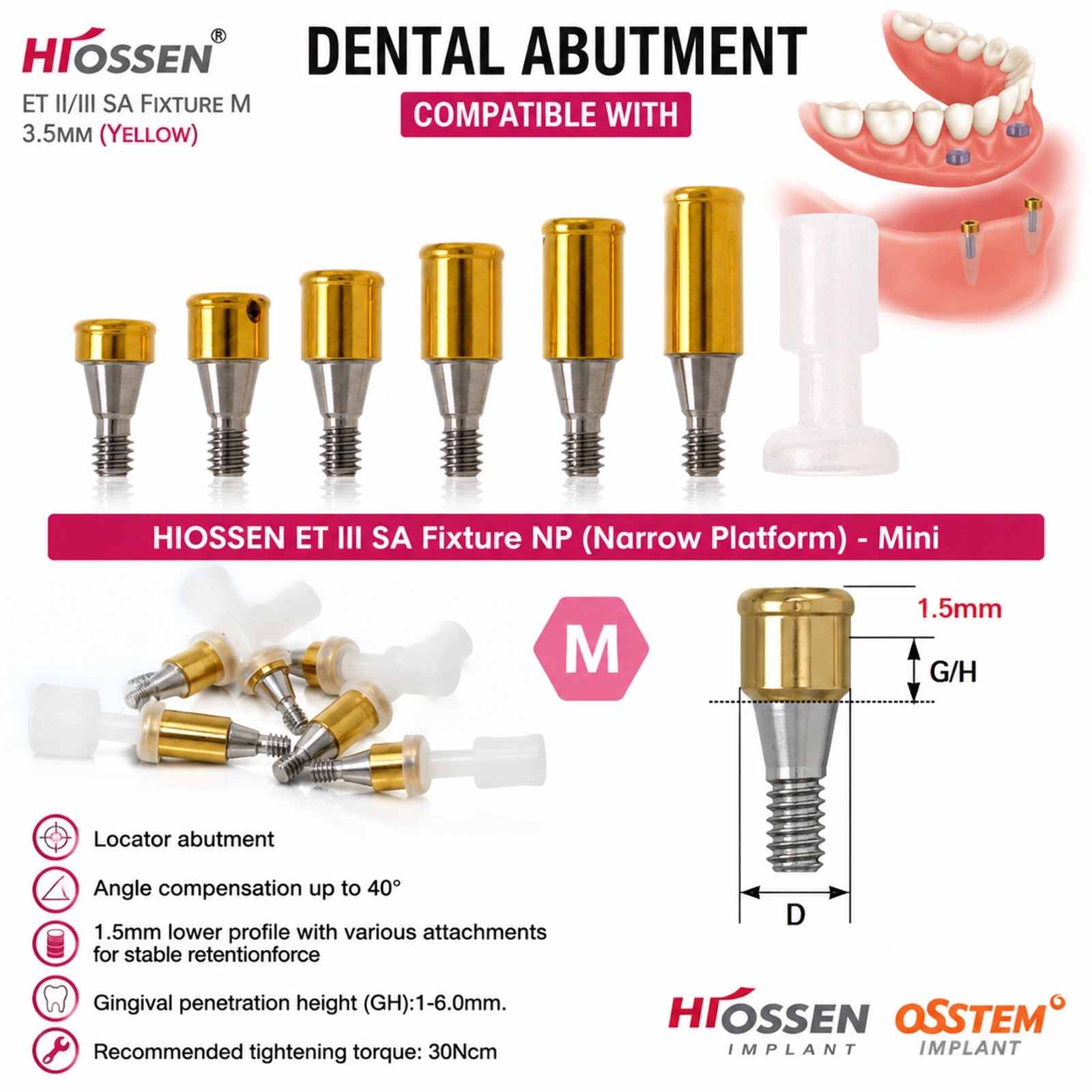 US Titanium Dental Overdenture Locator Legacy Abutment Compatible Implant System