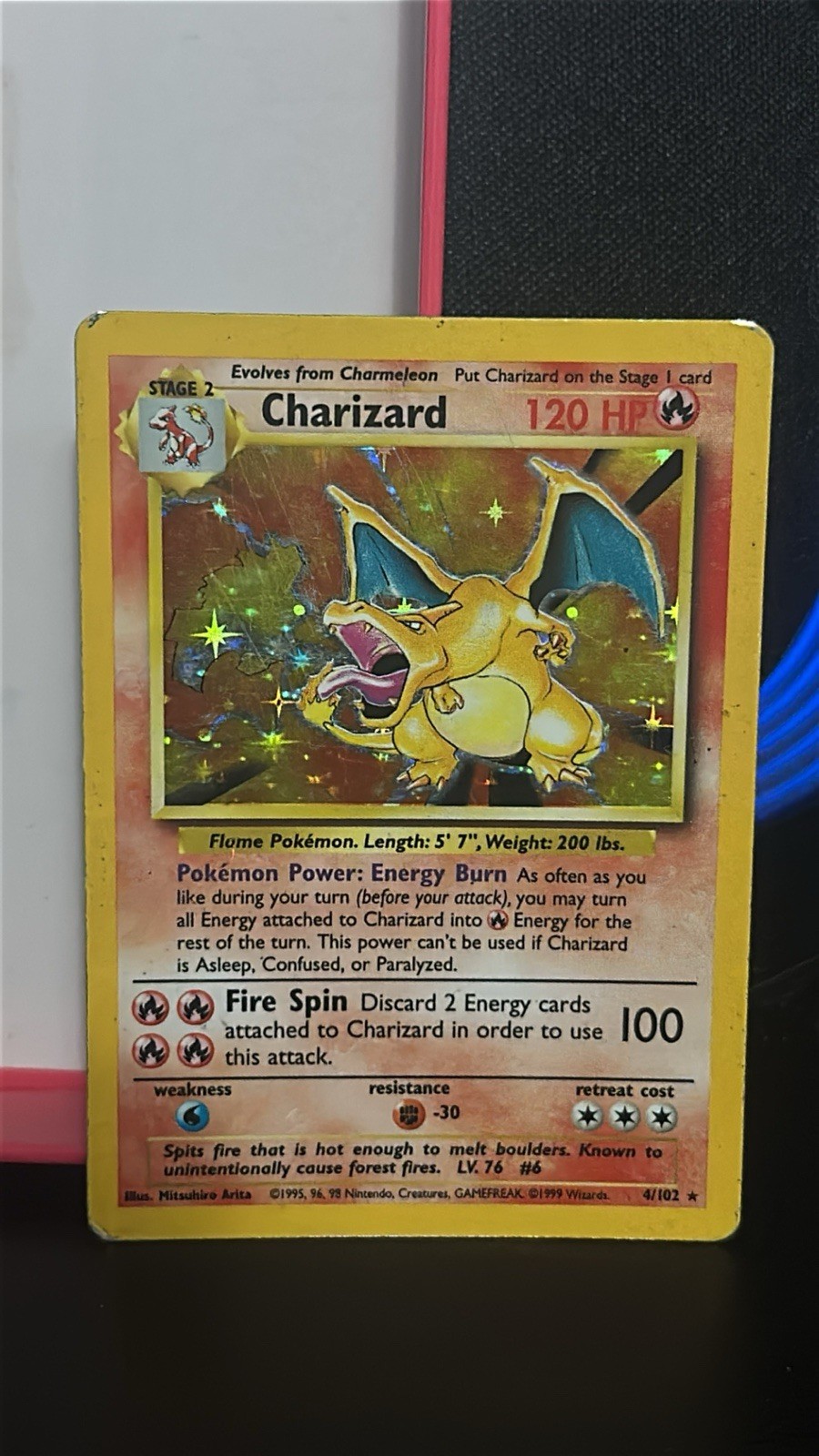 Pokemon Charizard 4/102 Base Set Holo Rare Unlimited MP 1999 WOTC Vintage Pokemon Charizard 4/102 Base Set Holo Rare Unlimited MP 1999 WOTC Vintage