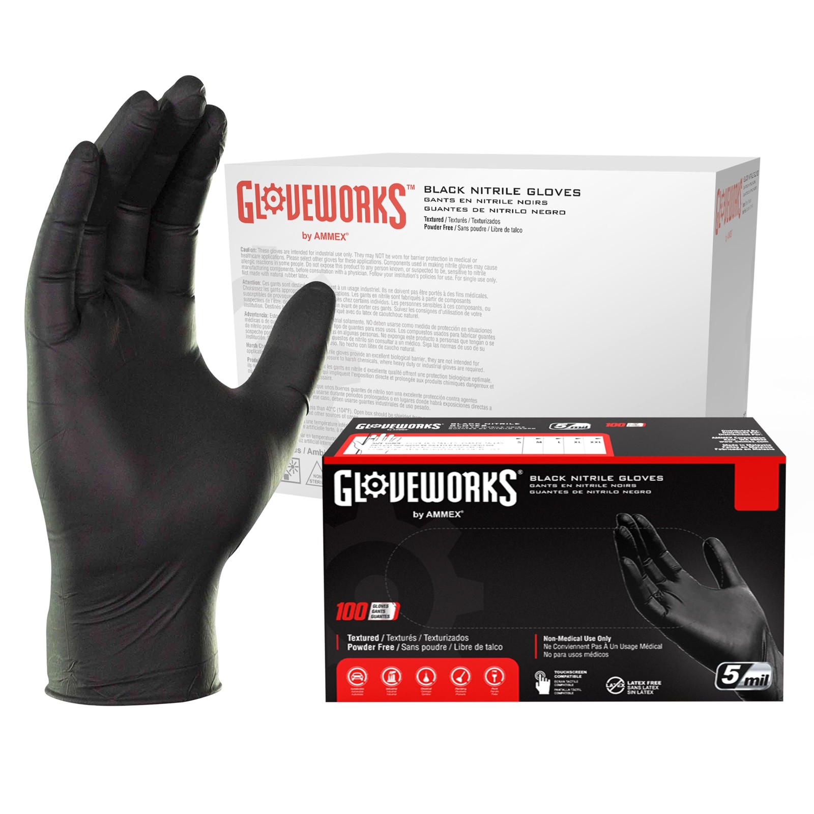 Gloveworks Black Nitrile Gloves 5 Mil Xxl Pack Of 1000 Heavy Duty Disposable Gloveworks Black Nitrile Gloves 5 Mil Xxl Pack Of 1000 Heavy Duty Disposable