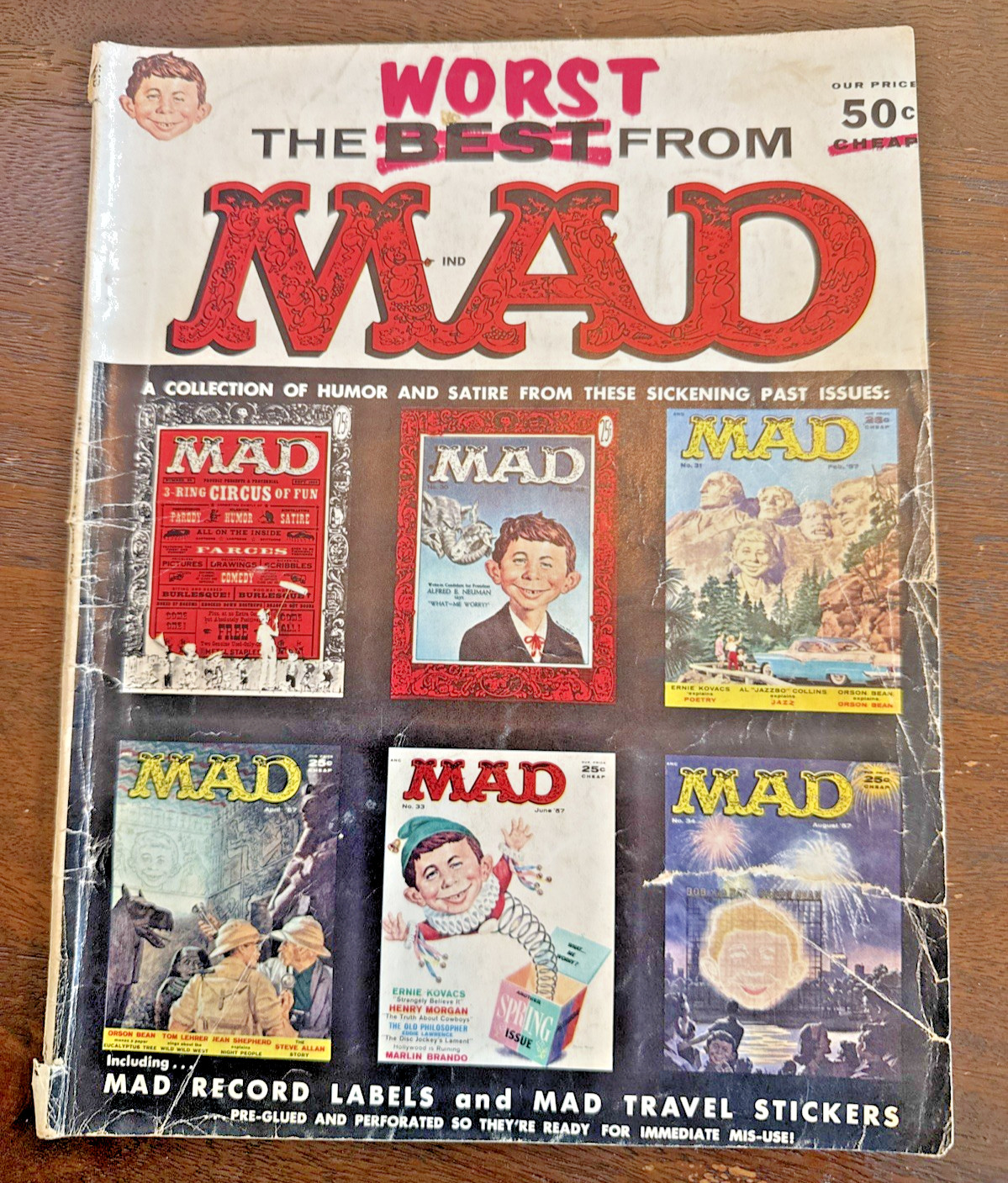 1958 Vintage The Worst From MAD #1 - All Stickers and Record Labels Included
