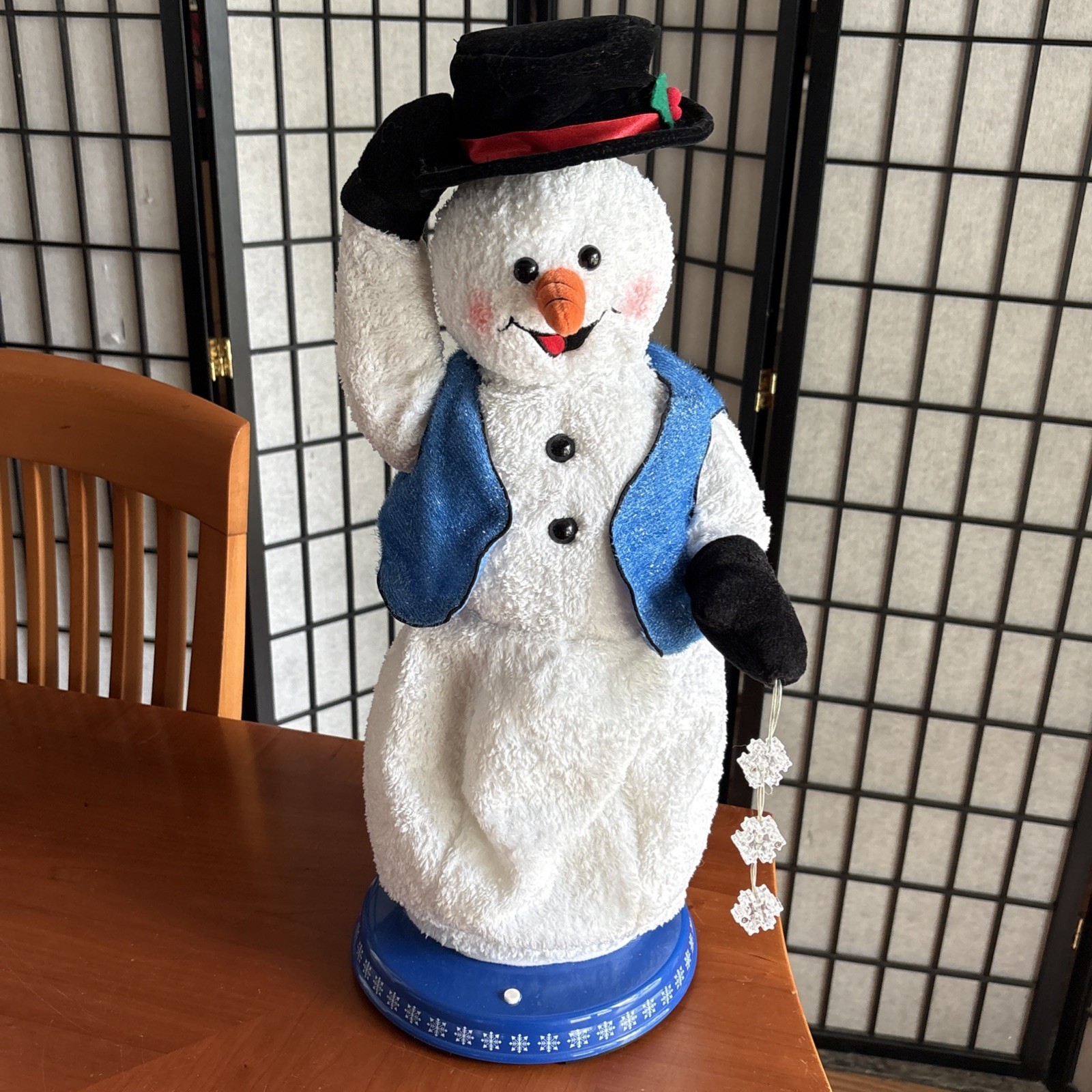 VTG 2002 Gemmy Holiday Spinning Snowflake Snowman Miser - Works Partially - Read