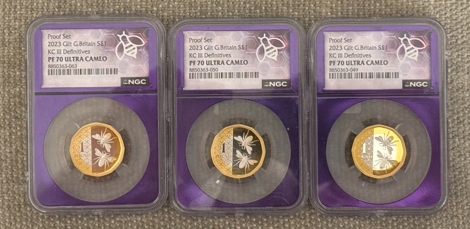 Lot 3 2023 Great Britain £1 KC III Definitives Gilt NGC PF70 Ultra Cameo Lot 3 2023 Great Britain £1 KC III Definitives Gilt NGC PF70 Ultra Cameo