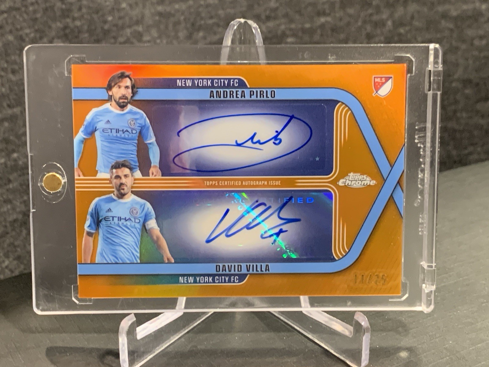 2026 Topps Chrome MLS ANDREA PIRLO - DAVID VILLA Dual Auto Orange /25 DA-PV