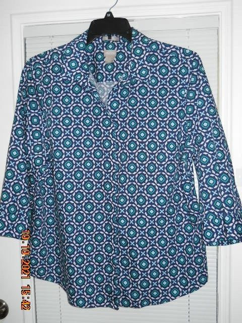 Chico\'s 3/4 length sleeve multi color button down top-Chico\'s SZ 3-US SZ 16-NWOT Chico\'s 3/4 length sleeve multi color button down top-Chico\'s SZ 3-US SZ 16-NWOT