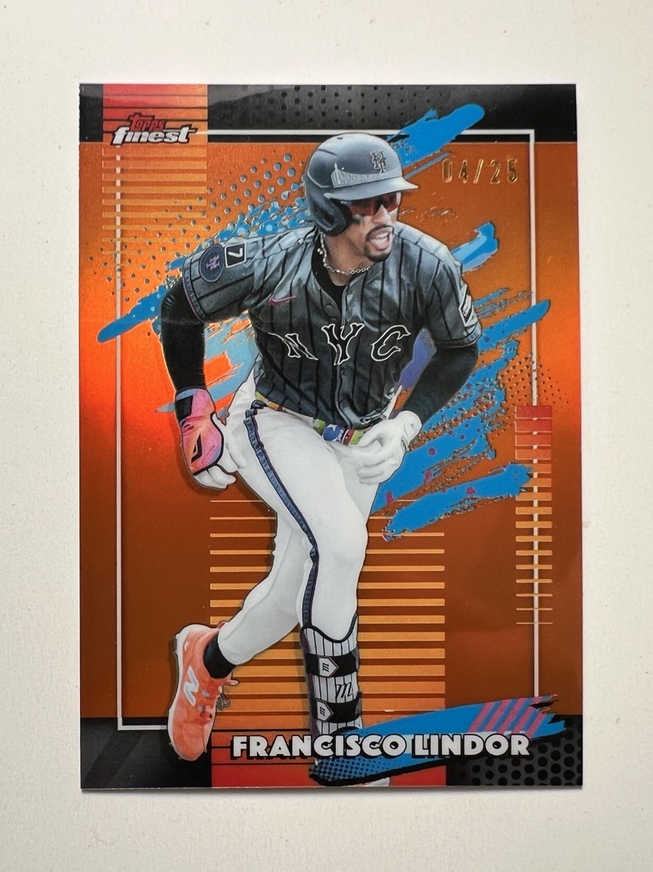 2026 Topps Finest /25 Francisco Lindor UNCOMMON ORANGE REFRACTOR #159 Mets