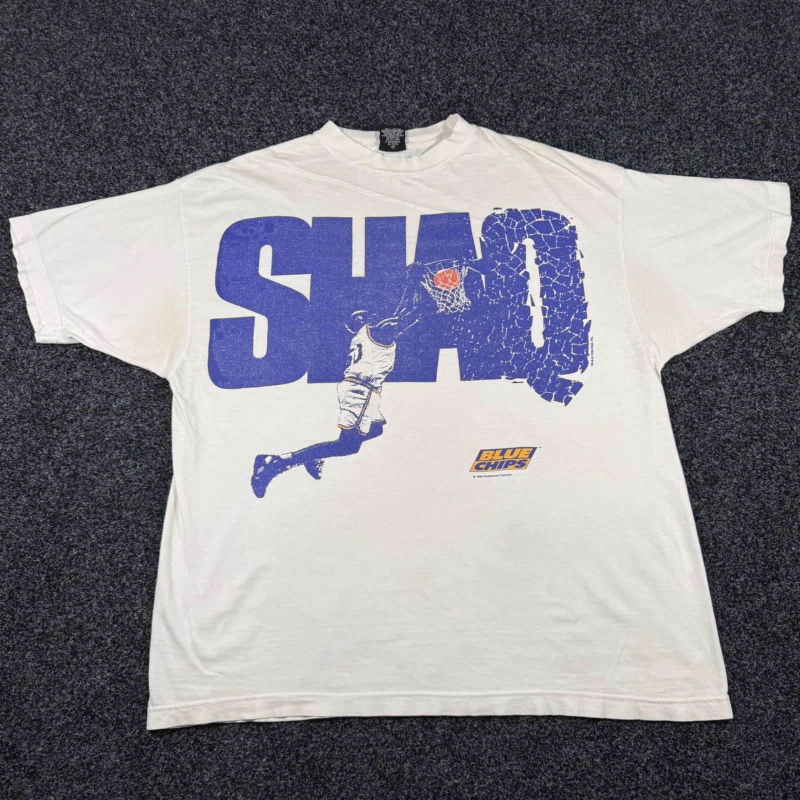 Vintage 1994 Shaq Blue Chips Movie Promo T-Shirt Sun XL White Shaquille O'Neal