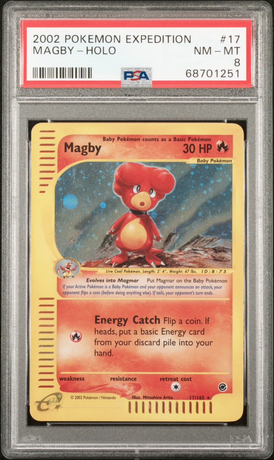 Magby #17/165 Holo Expedition Pokemon 2002 PSA 8