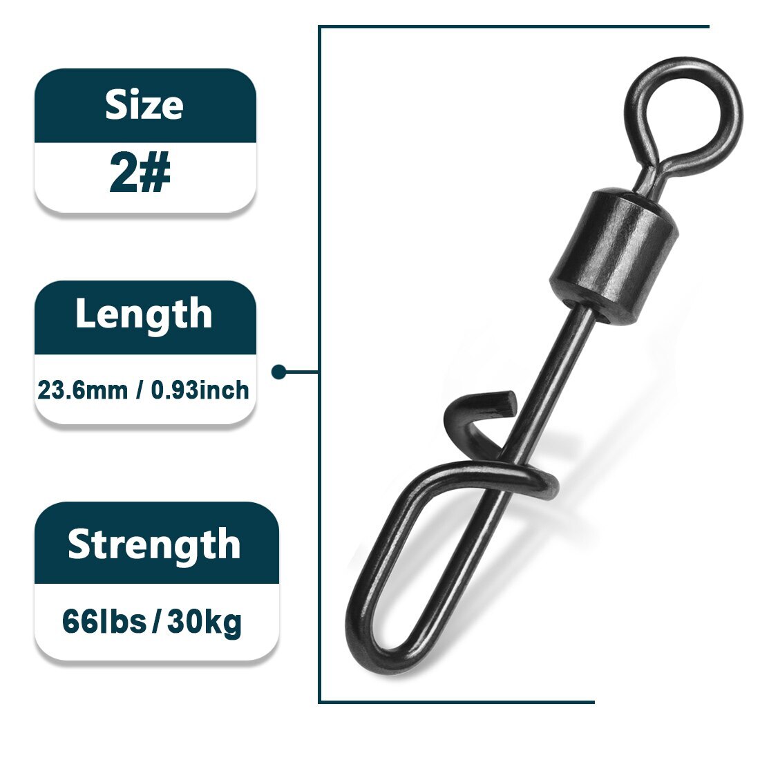 9KM 25Pcs Rolling Fishing Swivel Stainless Coastlock Snap Fishing Lure Connector