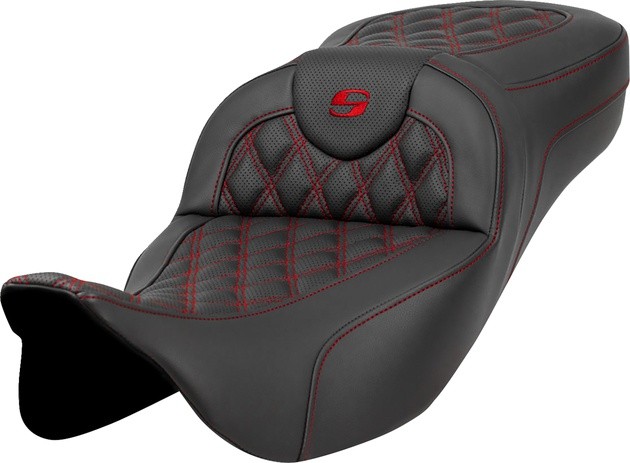 Saddlemen RoadSofa LS Ext. Reach Seat Red Stitch #284776 Harley Davidson