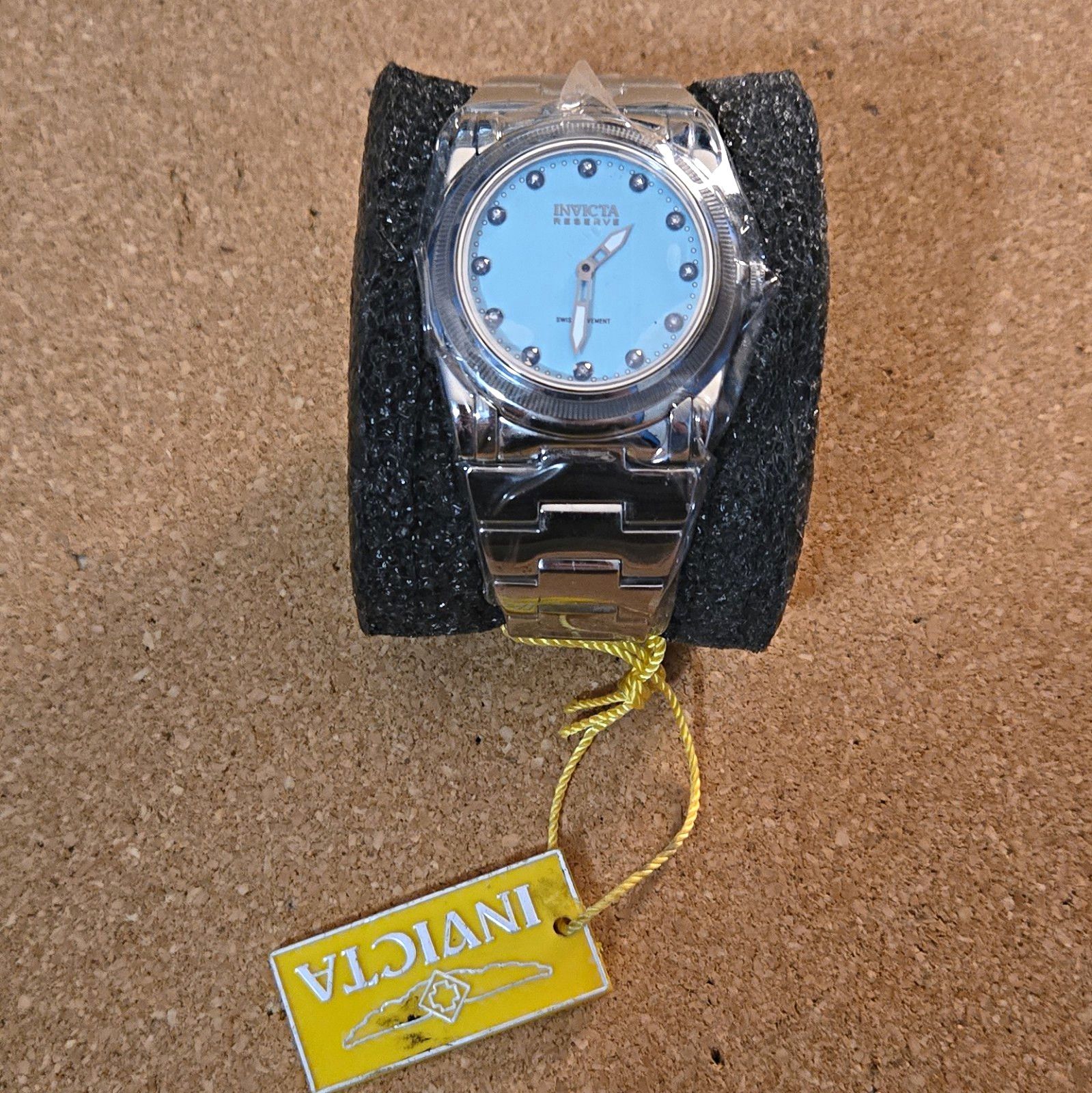 Invicta Reserve Swiss Quartz Watch Blue Dial Diamond Markers Steel Bracelet