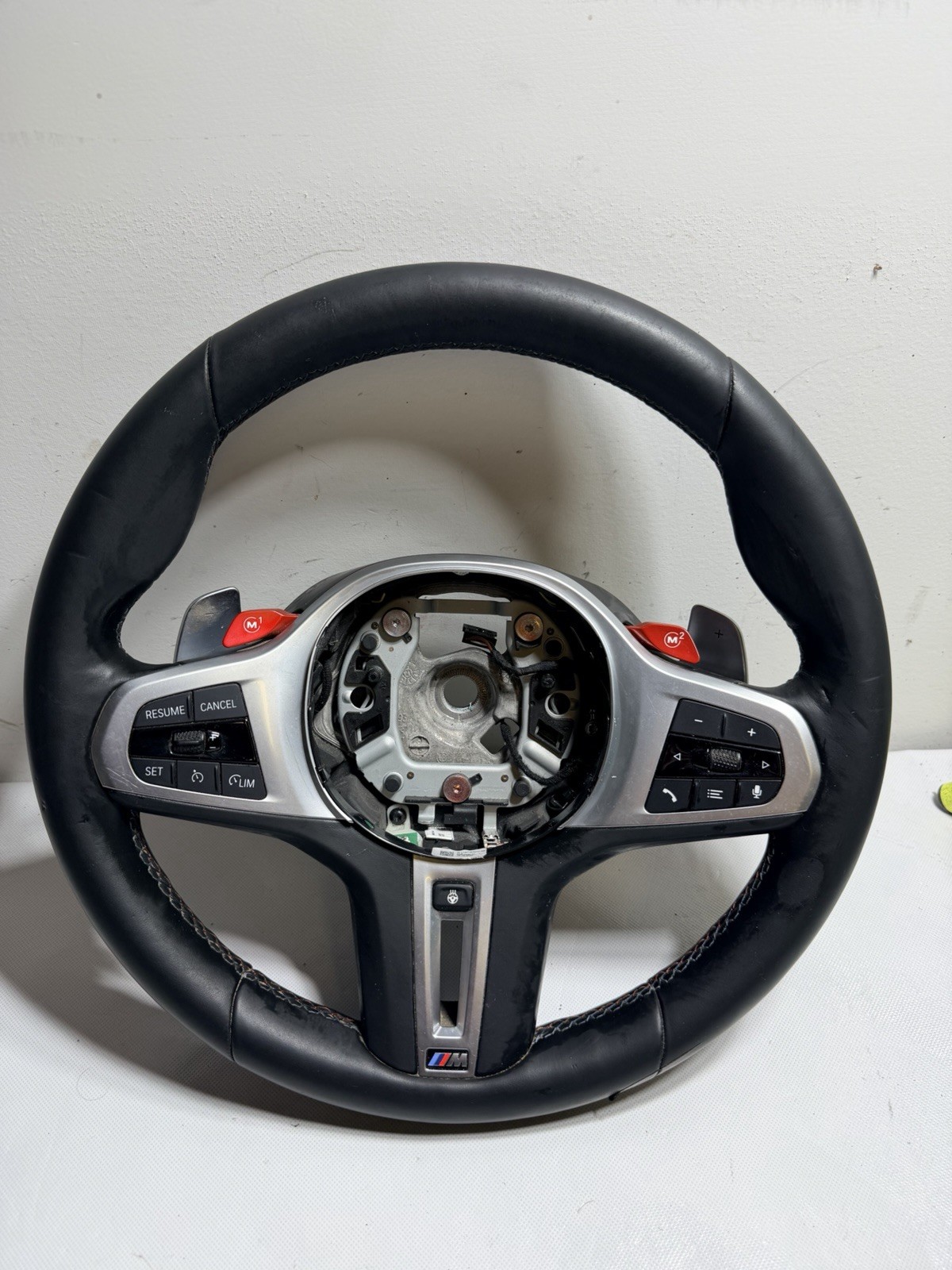 2020-2023 BMW X6M F96 M SPORT STEERING WHEEL LEATHER HEATED Blue Red Stitch