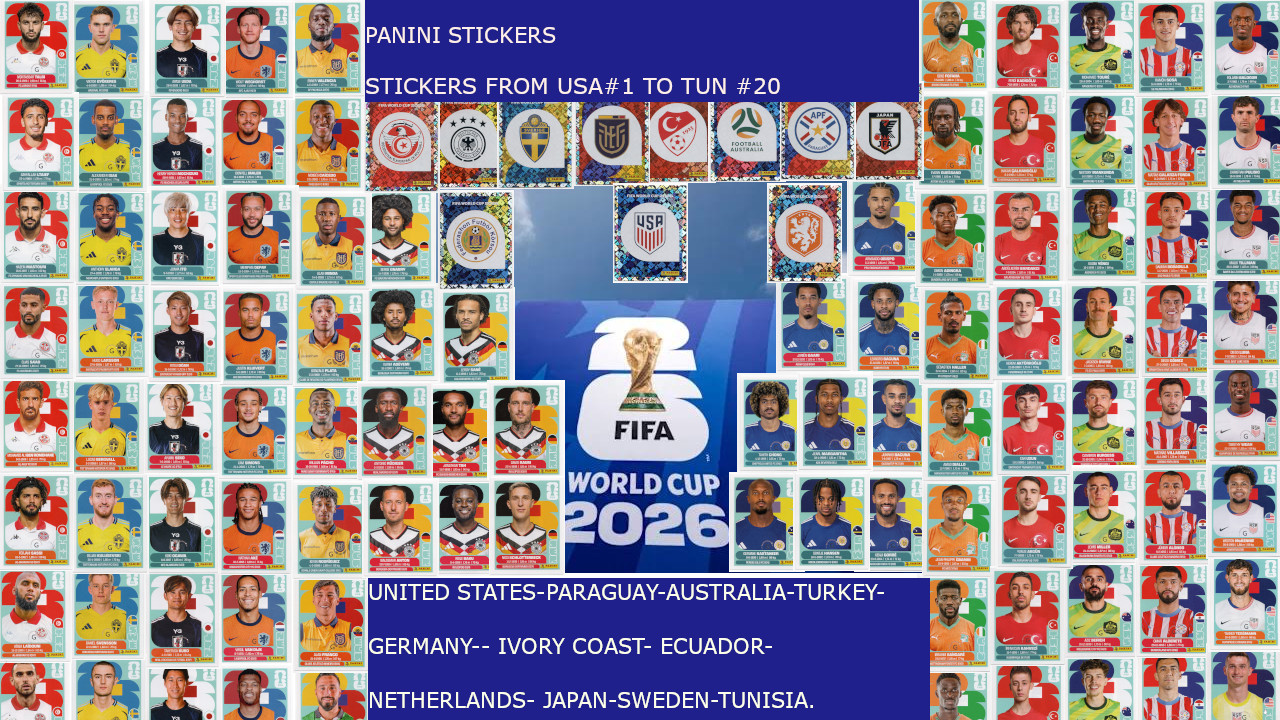 2026 sticker Panini World Cup USA TO TUNISIA Ecuador Japan Sweden Germany civ