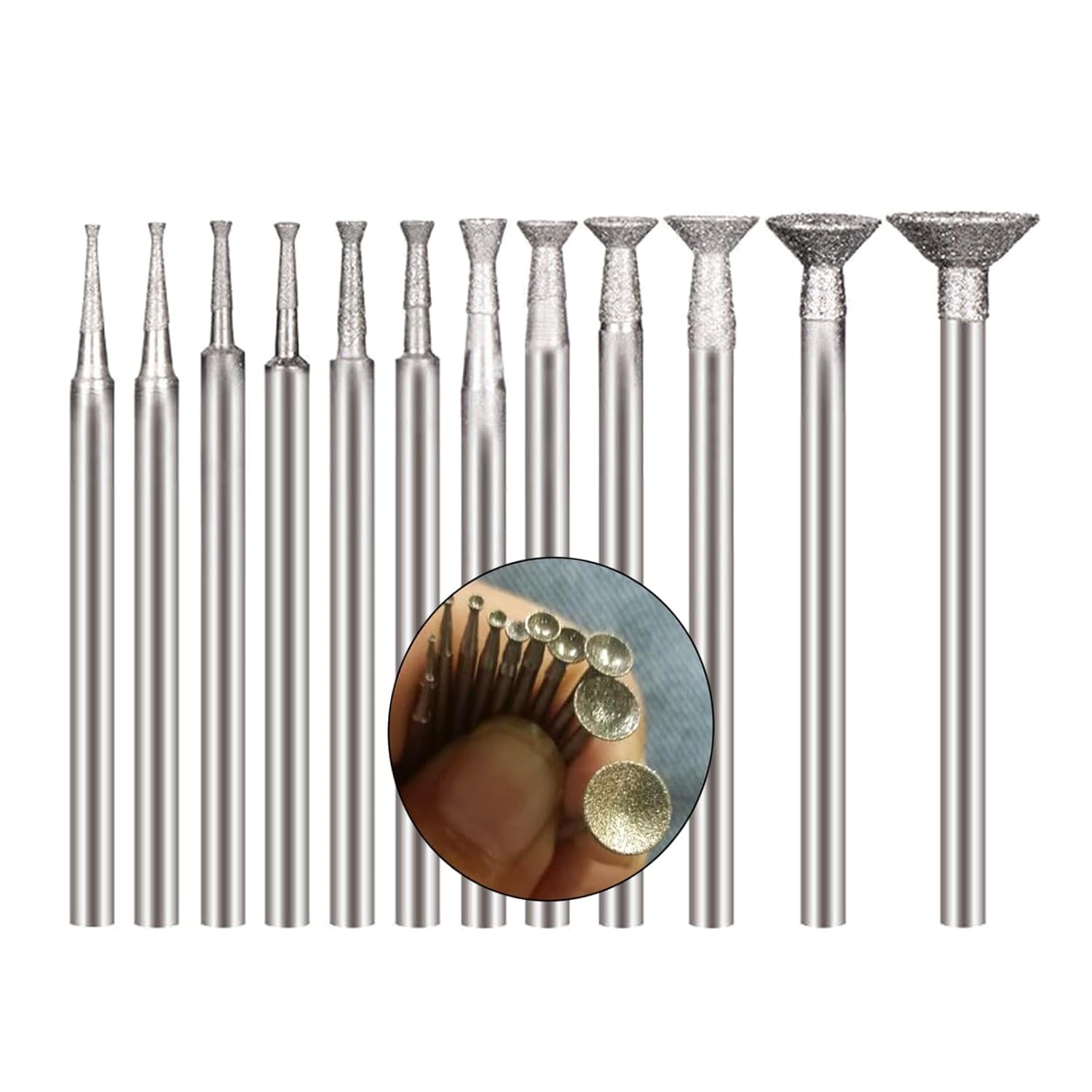 Luo ke 12 Pcs Bowl Shape Diamond Burr Set, 3/32\'\' Shank Stone Carving Sets...