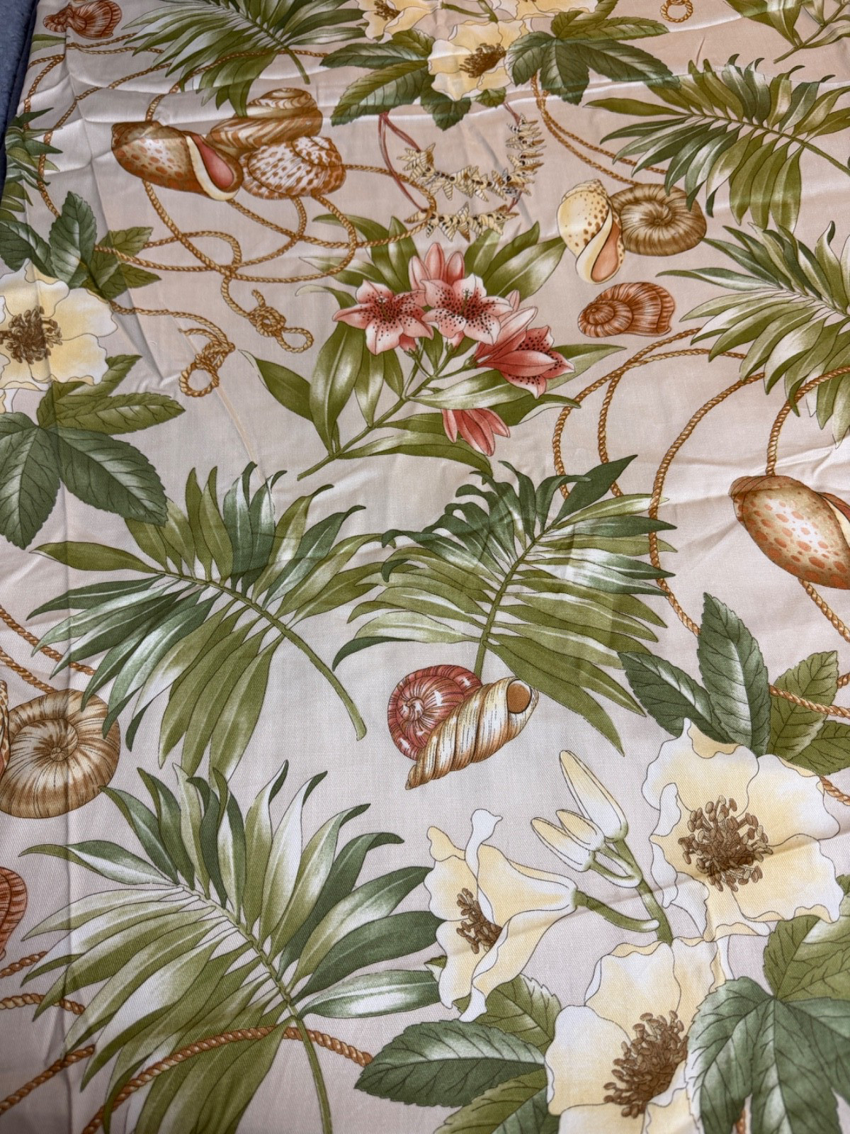 Fabric Lot 1 Yd 17 Ins 54 W Robert Allen Home Floral Sea Shells Palm Fronds 2004