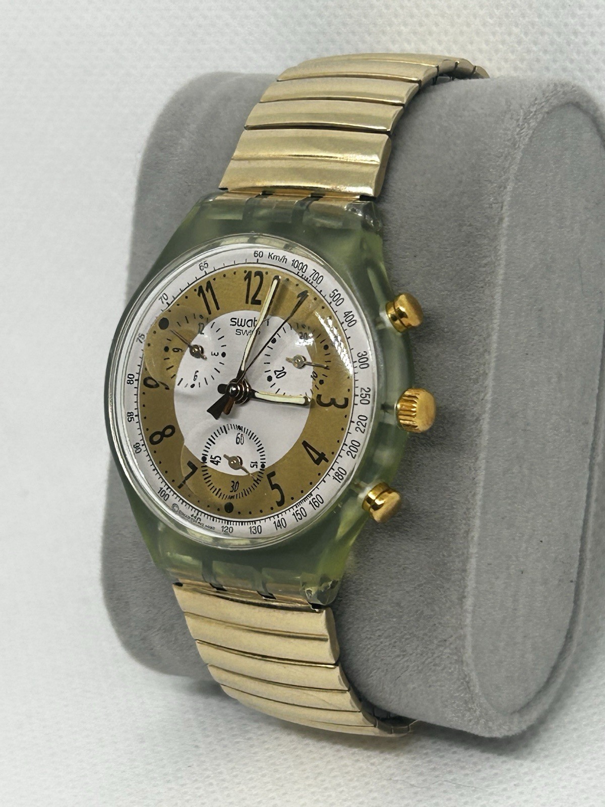 Vintage 1993 Swatch Chronograph SCG101 Golden Globe New Battery Box & Papers