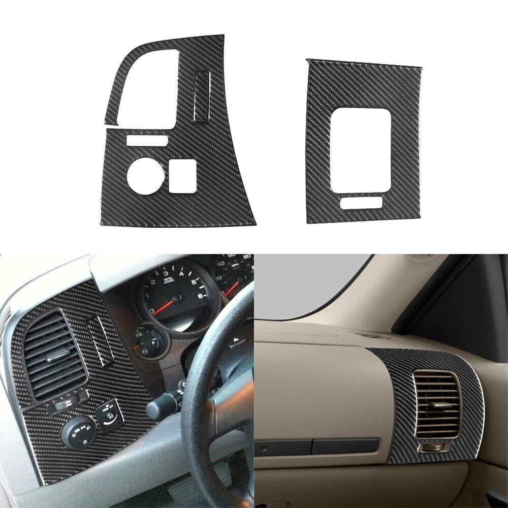 3pcs Carbon Fiber Dash Air Vent Cover Trim For Silverado Sierra 07-13 A