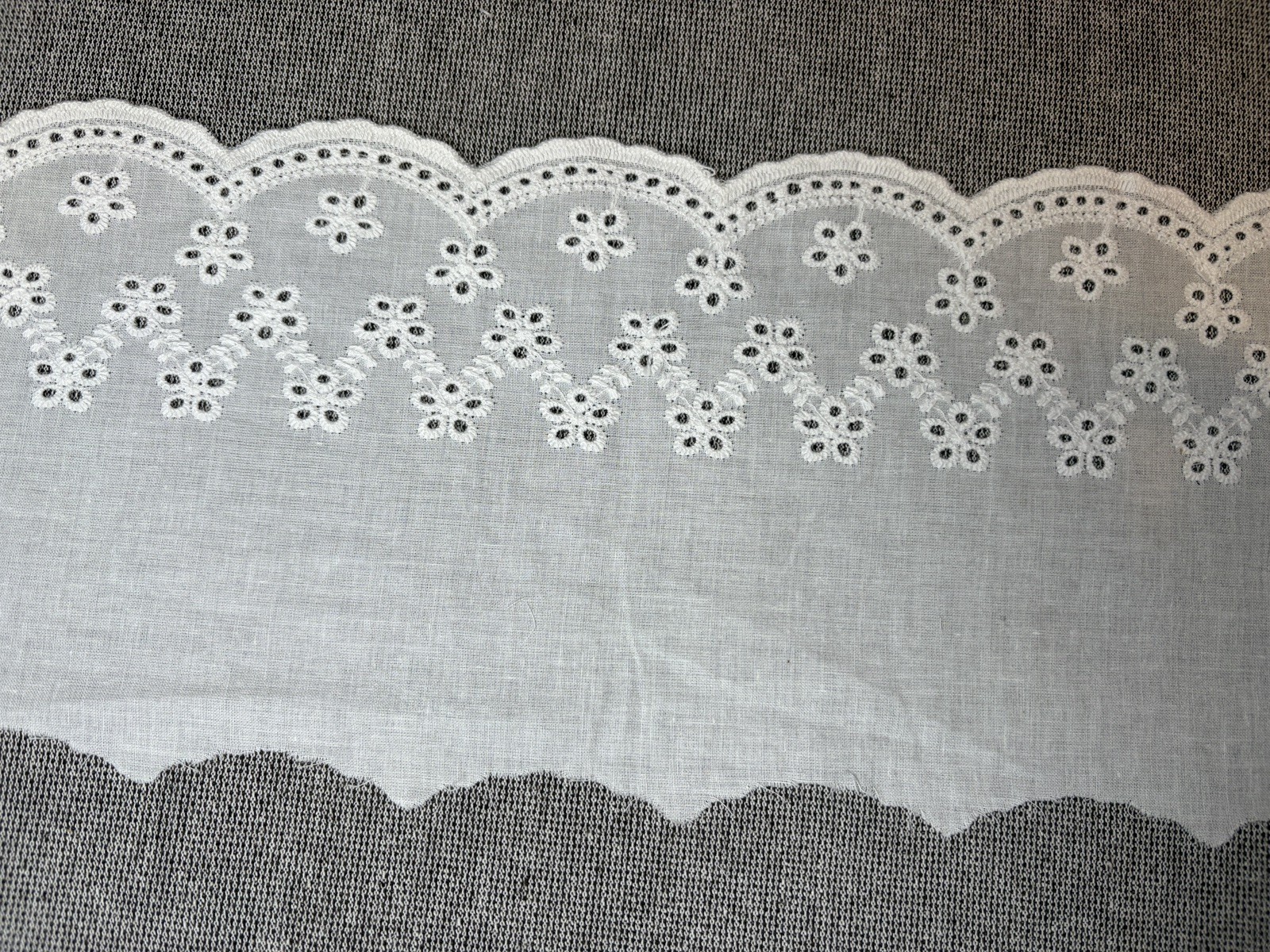 14Yards White 100% Cotton Eyelet Embroidery Lace Trim 6in Wide Floral