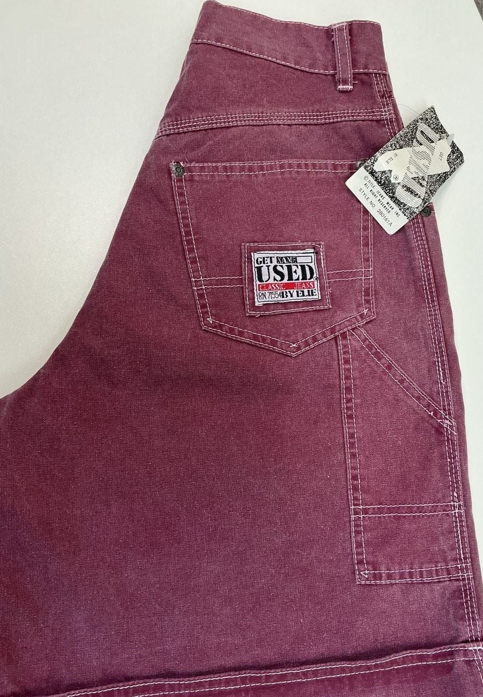 Vintage Get Used By Elie Burgundy Carpenter Denim Shorts