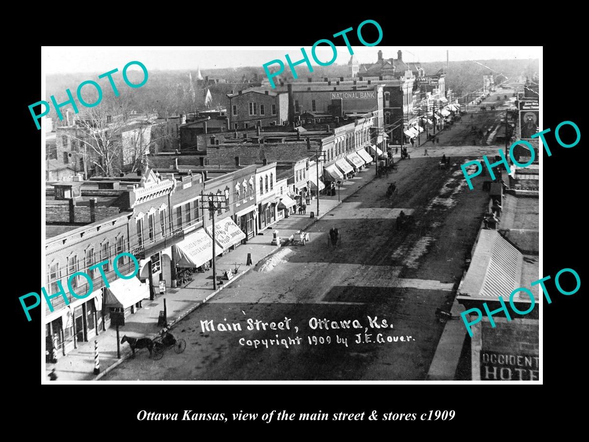 Ottawa Kansas The Main Street & Stores c1909 Large Historic Old Photo