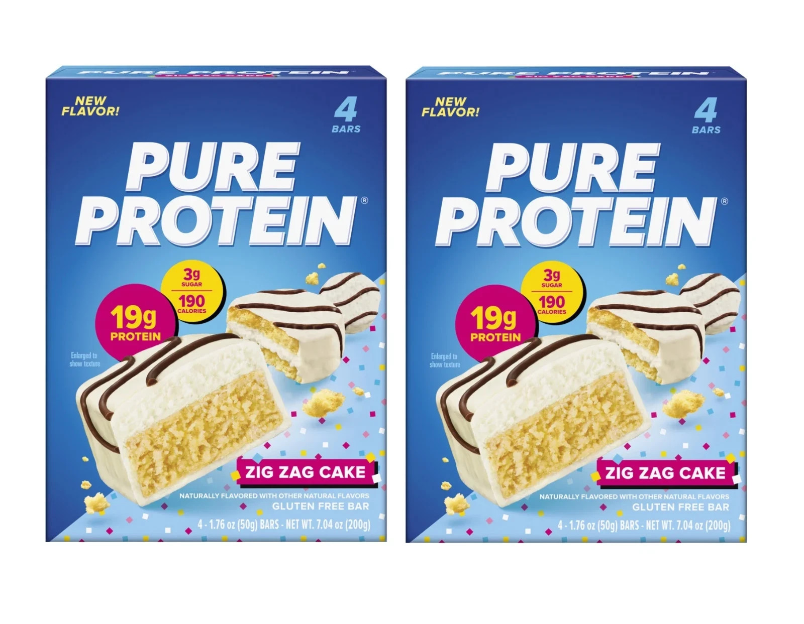 Pure Protein Bars, Zig Zag Cake, 1.76 oz, 4 Count Pack of 2 Pure Protein Bars, Zig Zag Cake, 1.76 oz, 4 Count Pack of 2