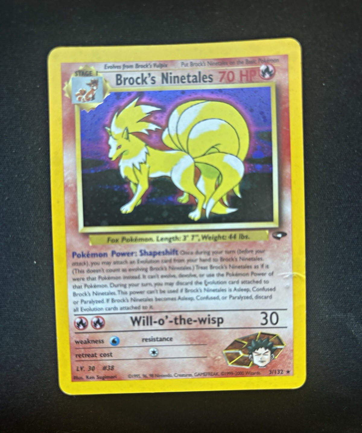 Brock\'s Ninetales 3/132 Gym Challenge Holo Rare Unlimited 2000 English 70 HP