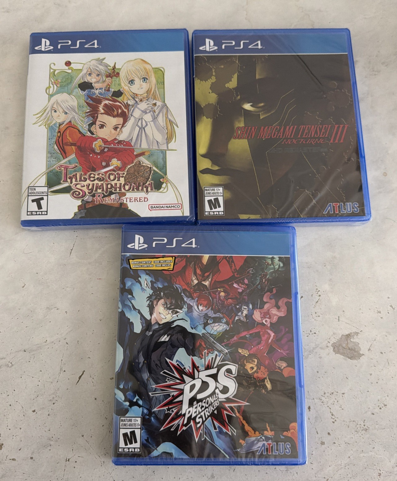PS4 - 3 New/Sealed Games - Tales Of Symphonia / Shin Megami Tensei III / Persona