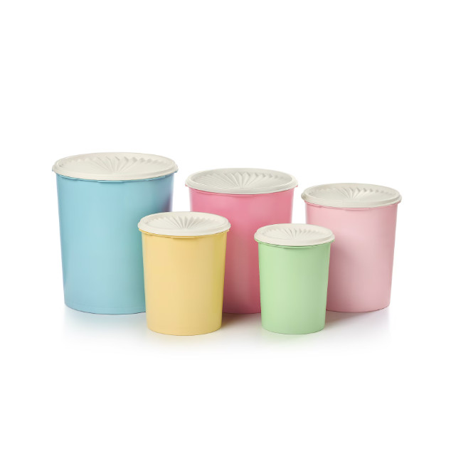 Tupperware Heritage Large Plastic Nesting Food Storage Canister Set (5-pc) Tupperware Heritage Large Plastic Nesting Food Storage Canister Set (5-pc)