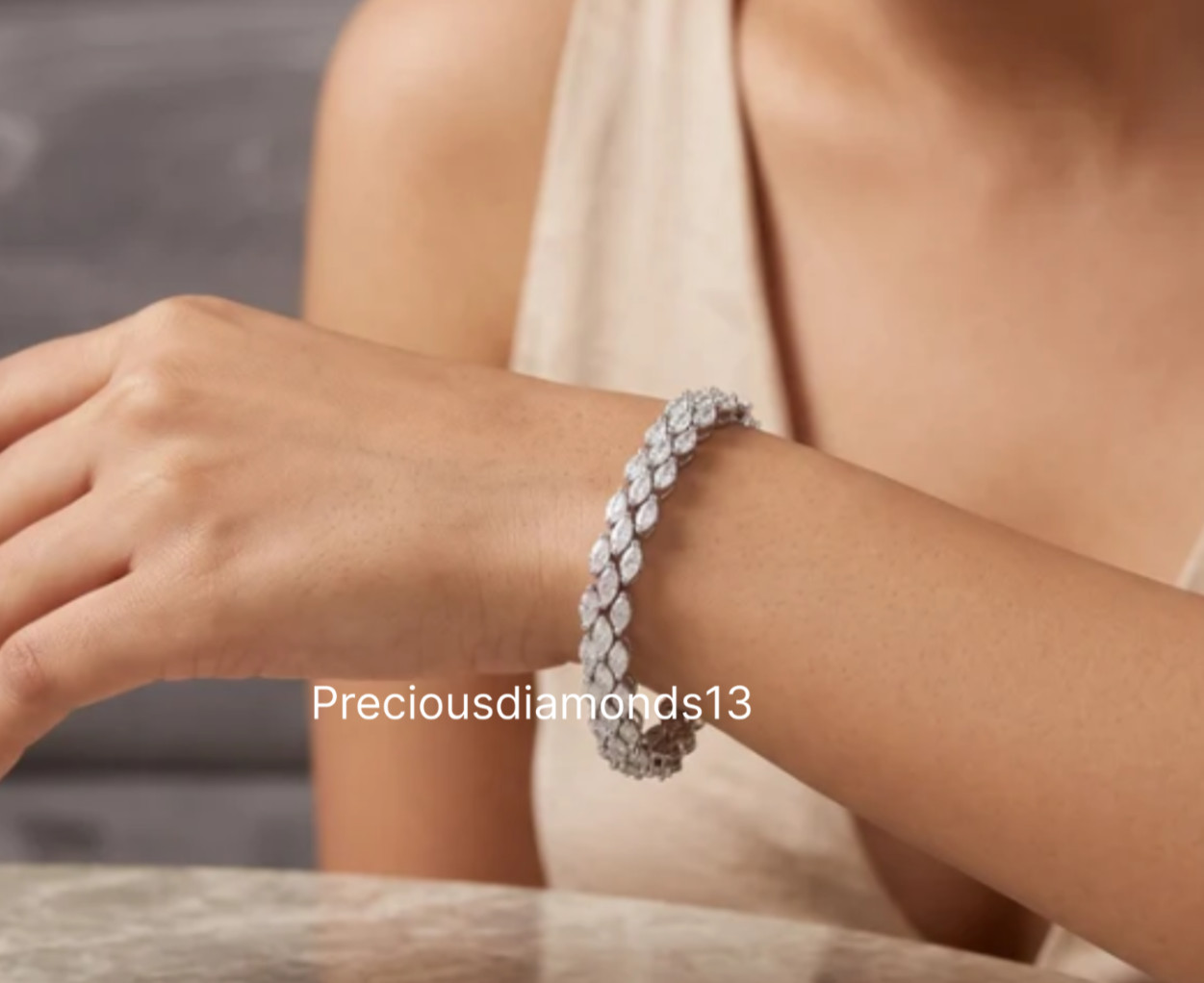 925 Silver, White Diamond Tennis Bracelet, Certified Treated-Gorgeous Look