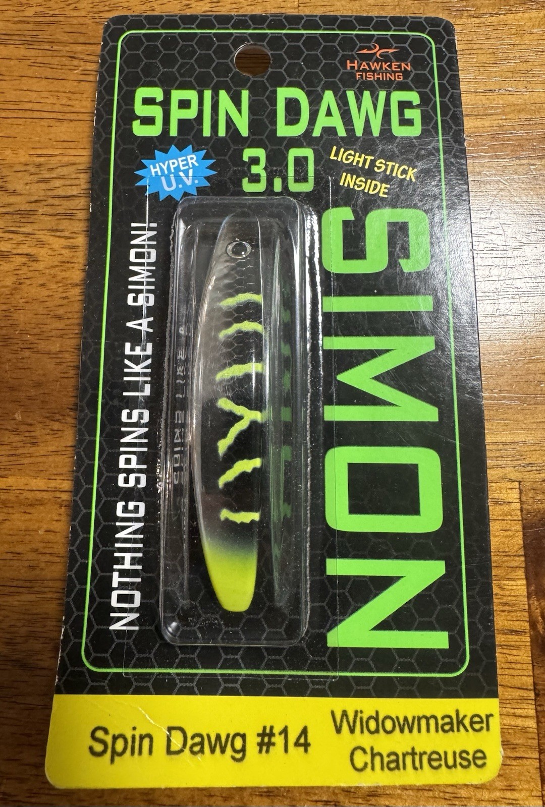 Hawken Fishing Simon Spin Dawg 3.0 “Widowmaker Chart” Fishing Bait Trolling Lure