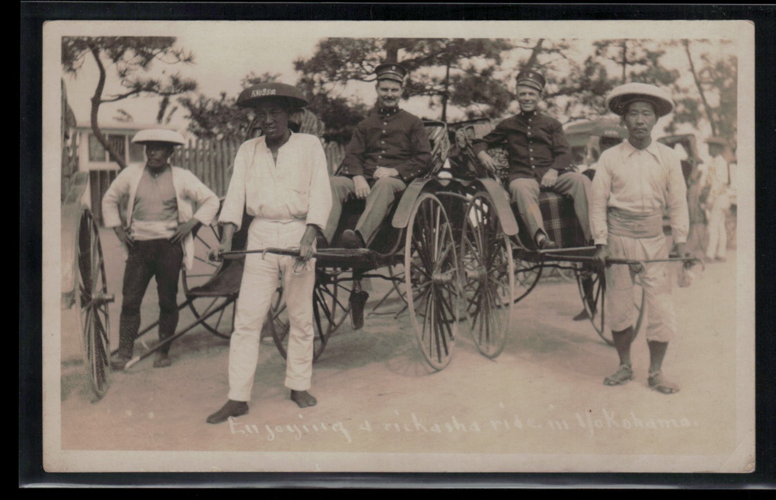 RPPC Postcard Great White Fleet USS Georgia Yokohama Japan Rickshaws c1910s
