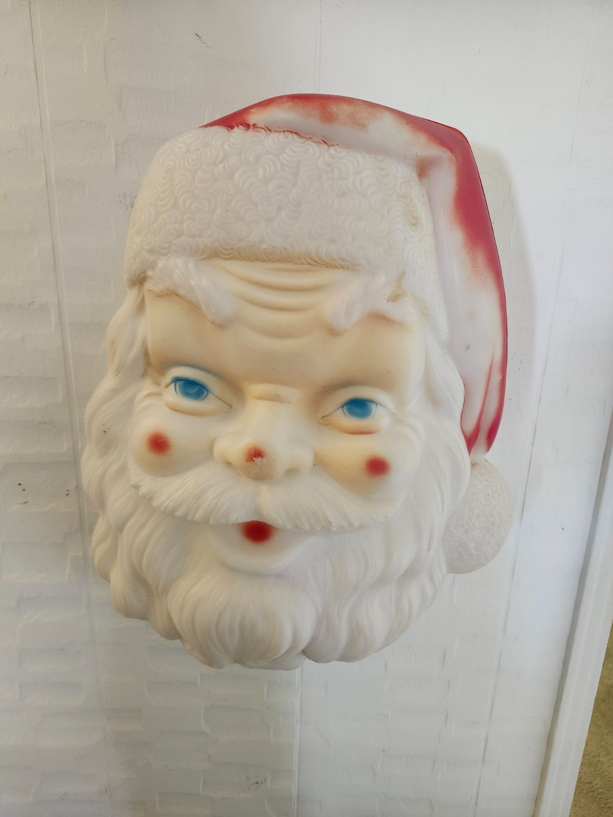 1968 Empire Blow Mold Lighted Santa Claus Head Face 17” Christmas Décor Vintage