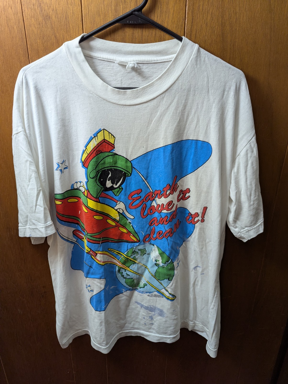 1993 VTG Marvin the Martian Looney Tunes Clean The Earth Shirt Large? Distressed