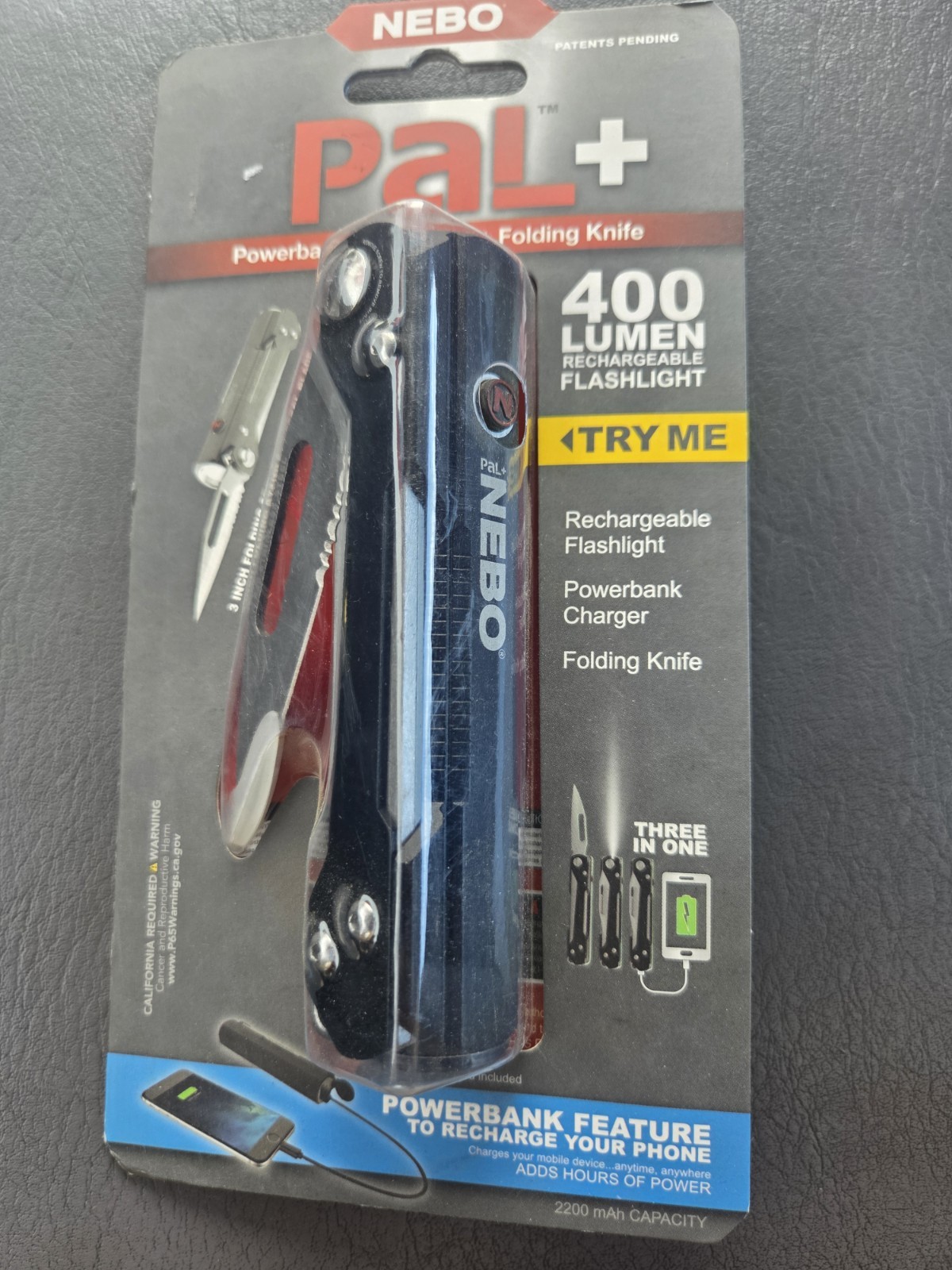 NEBO PaL+ 3-in-1 Powerbank, Flashlight, and Folding Knife