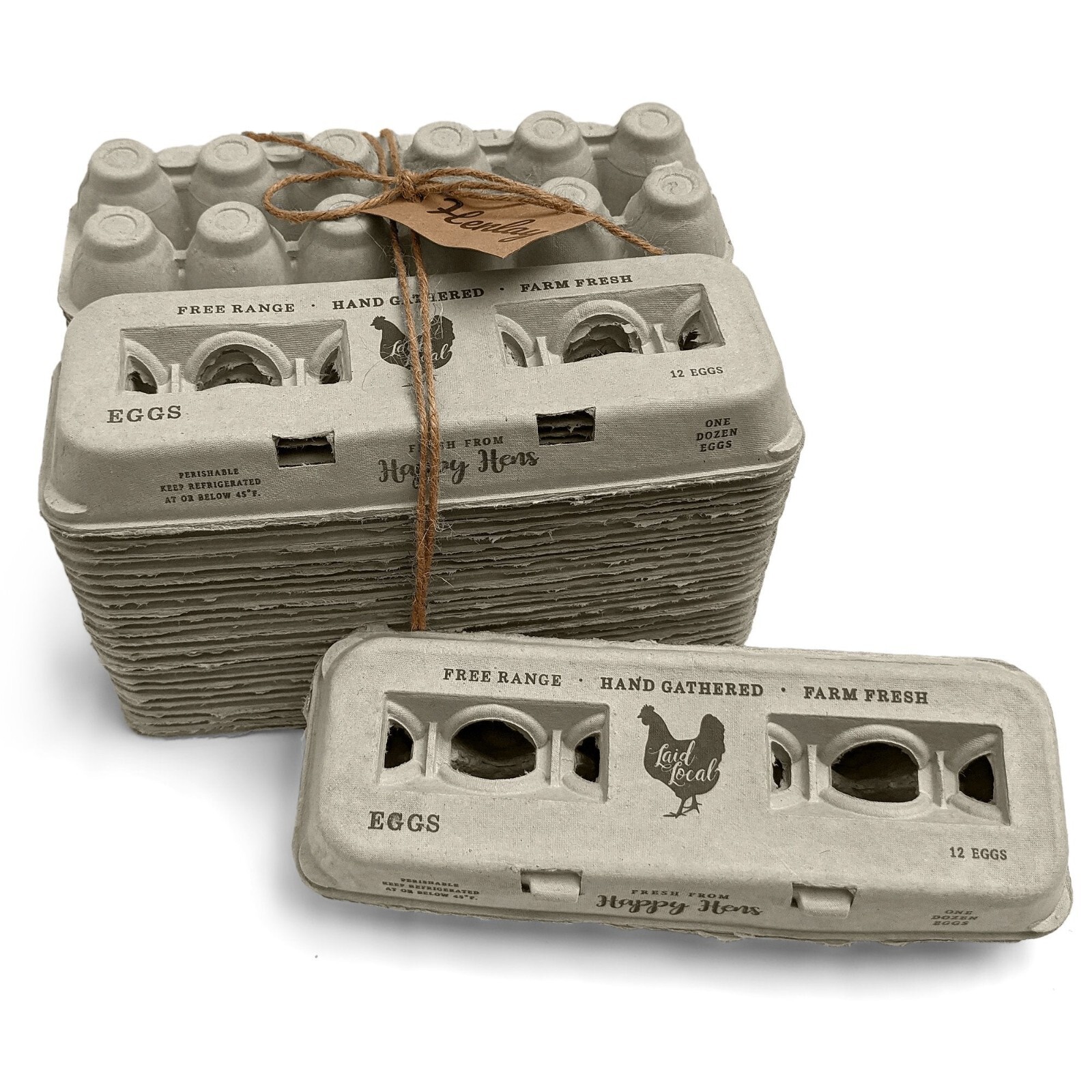 Henlay Laid Local Egg Cartons - Adorable Printed Vintage Design - 25, 90, or 250