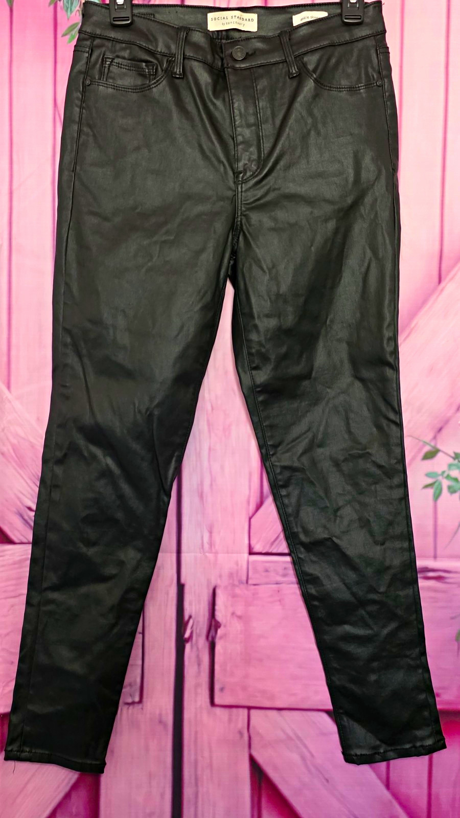 Social Standard by Sanctuary Women’s Skinny Ankle Pants Black Zip Pockets