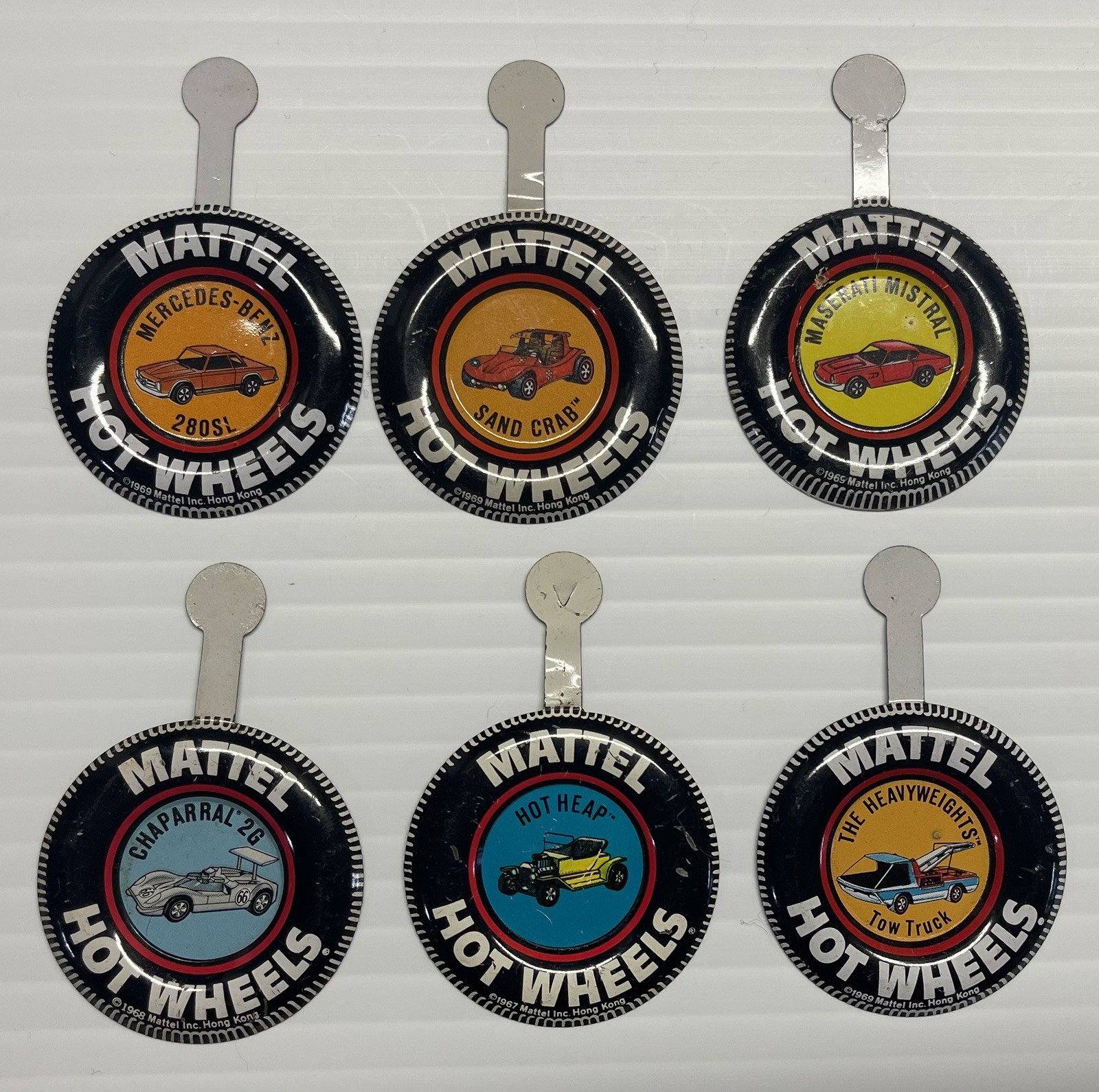 Vintage Hot Wheels Redline Metal Badges Buttons with tabs Lot of 6 Good Shape Vintage Hot Wheels Redline Metal Badges Buttons with tabs Lot of 6 Good Shape