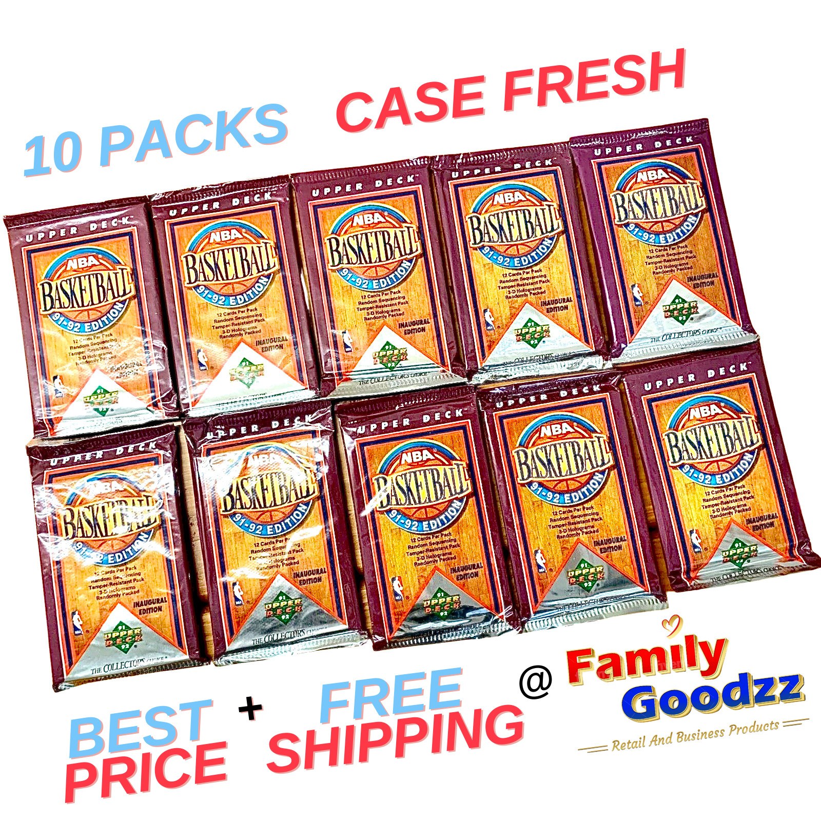 🏀Lot of 10 Packs 1991-92 Upper Deck Inaugural Basketball Cards (Case Fresh) 🏀