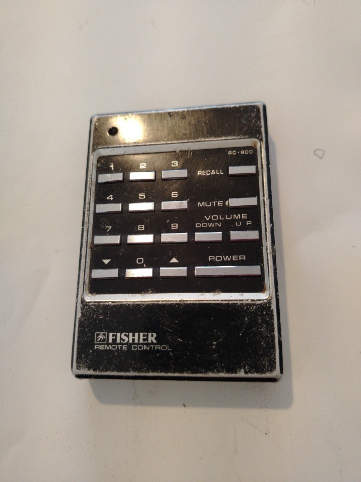 Vintage Fisher RC-800 TV Remote Control Silver Metal 1980s Retro Movie Prop OEM Vintage Fisher RC-800 TV Remote Control Silver Metal 1980s Retro Movie Prop OEM